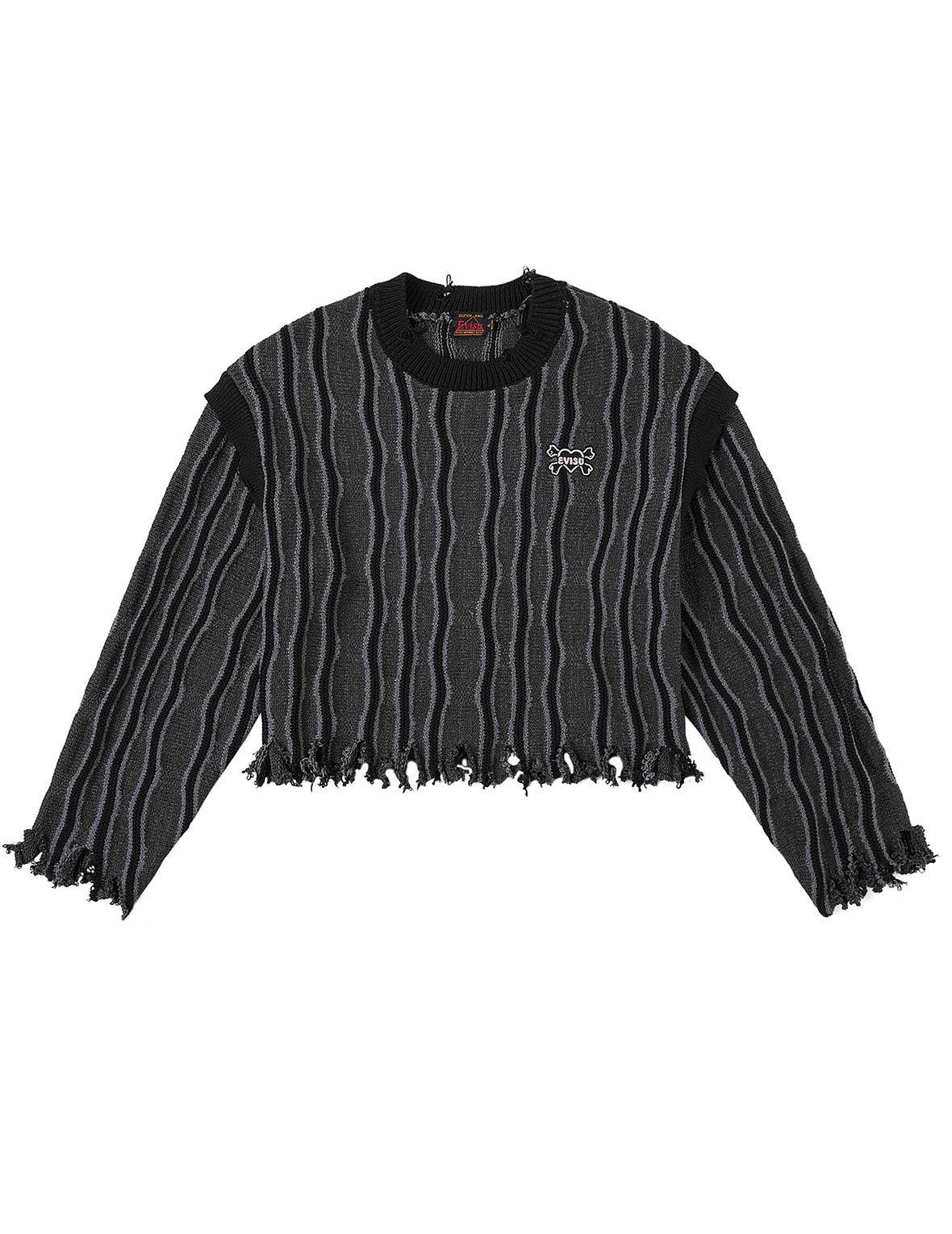 Skull Heart Appliqué Embroidery Fashion Fit Knitted Sweatshirt