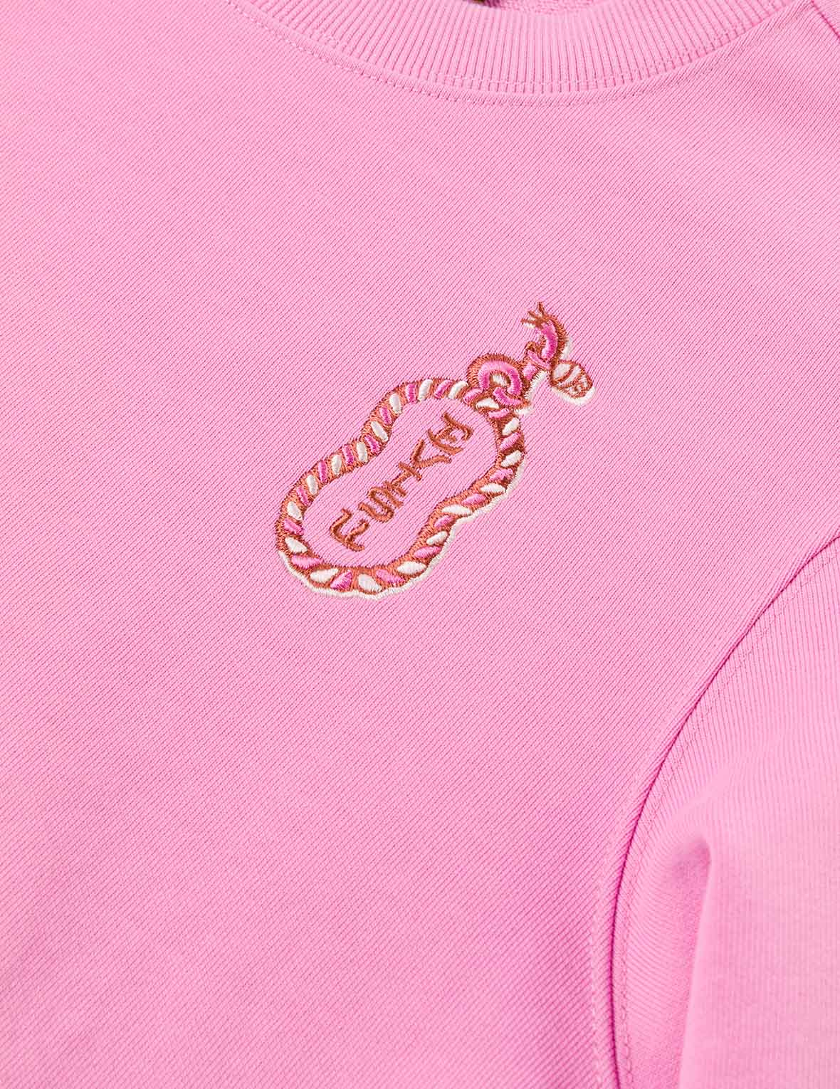 Cat and Logo Embroidery Regular Fit Sweatshirt