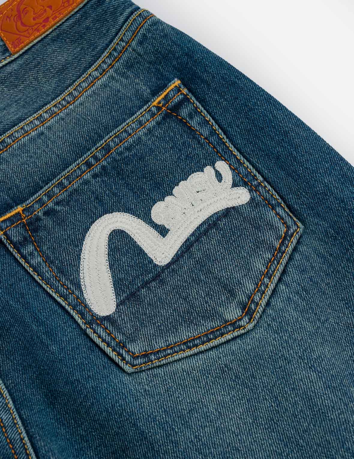 Seagull & Evisu Logo Embroidery Relax Fit Jeans
