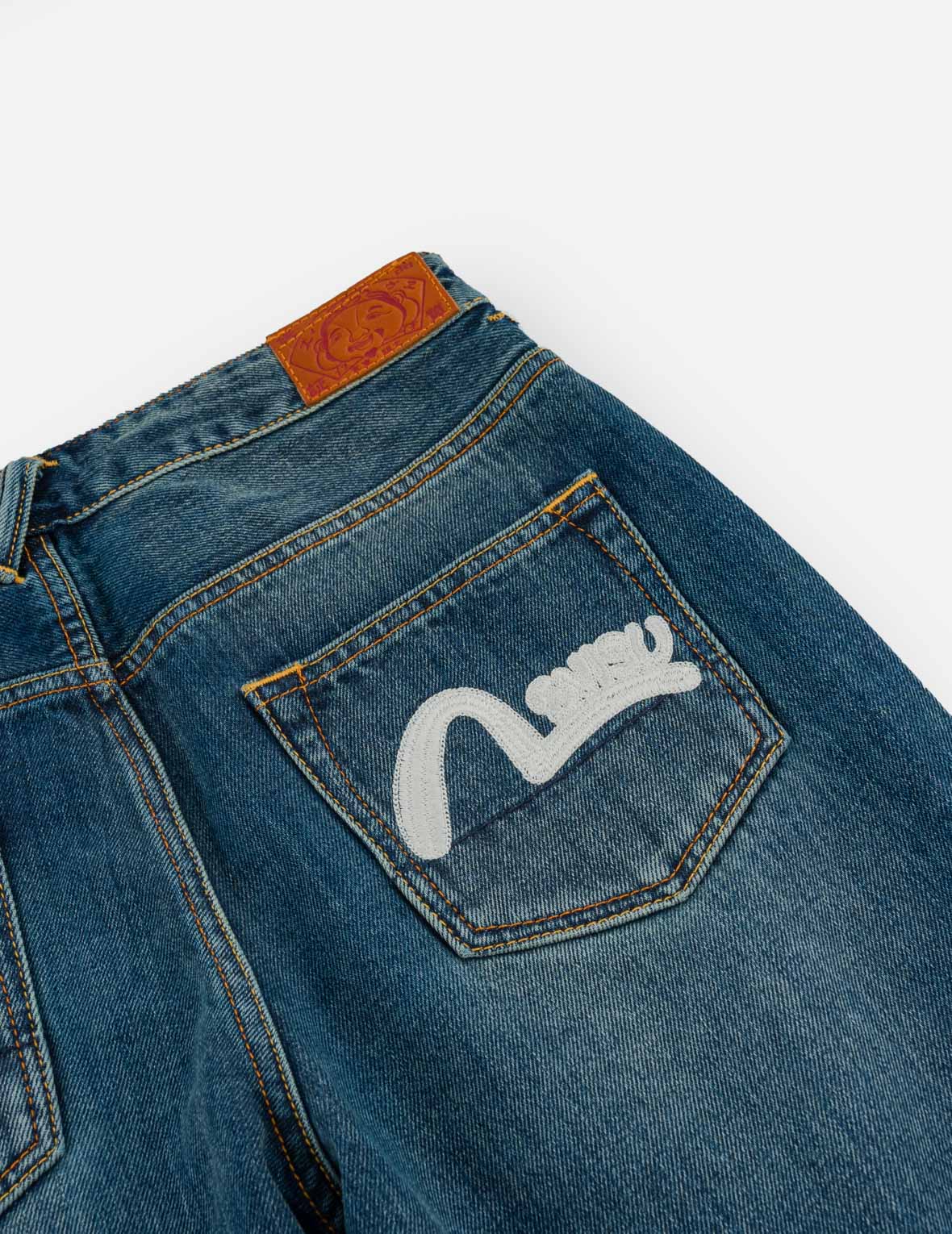Seagull & Evisu Logo Embroidery Relax Fit Jeans