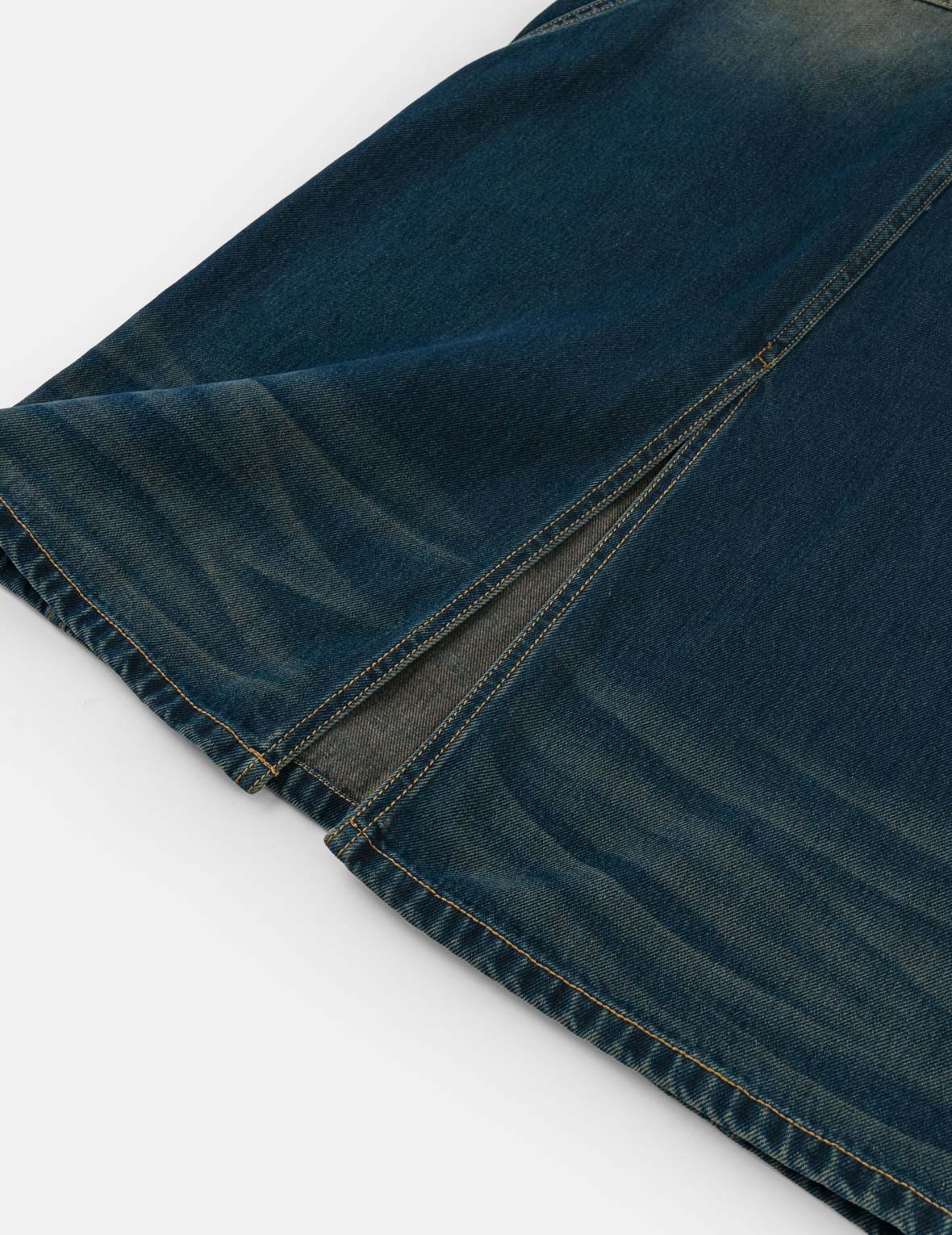 Water-marble Brocade Denim Maxi Skirt