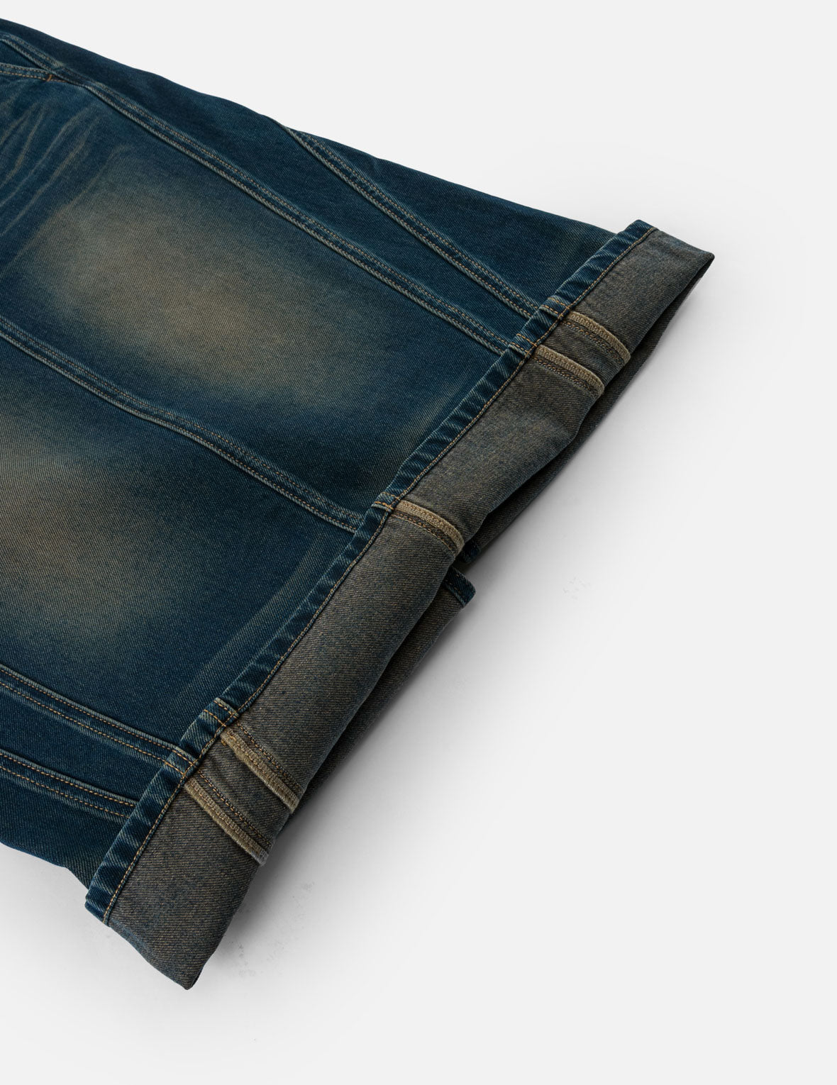 Water-marble Brocade Denim Maxi Skirt