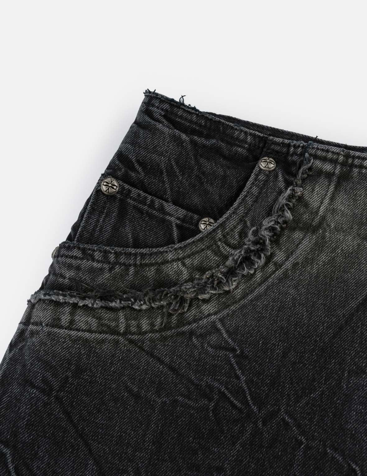 Asymmetric Studded Seagull Denim Skort