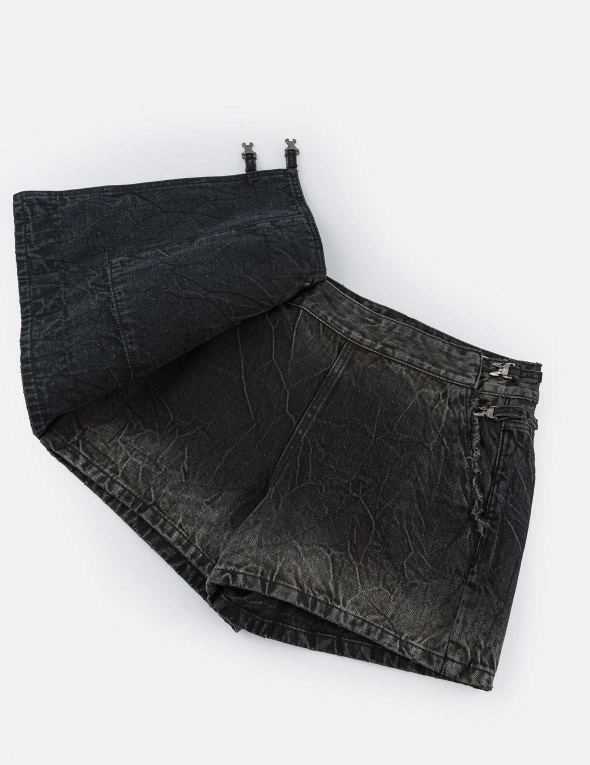 Asymmetric Studded Seagull Denim Skort