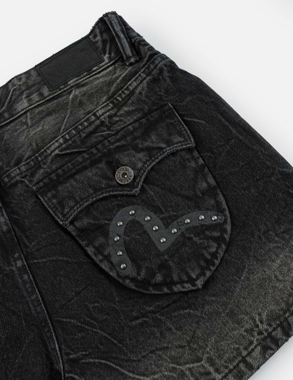 Asymmetric Studded Seagull Denim Skort