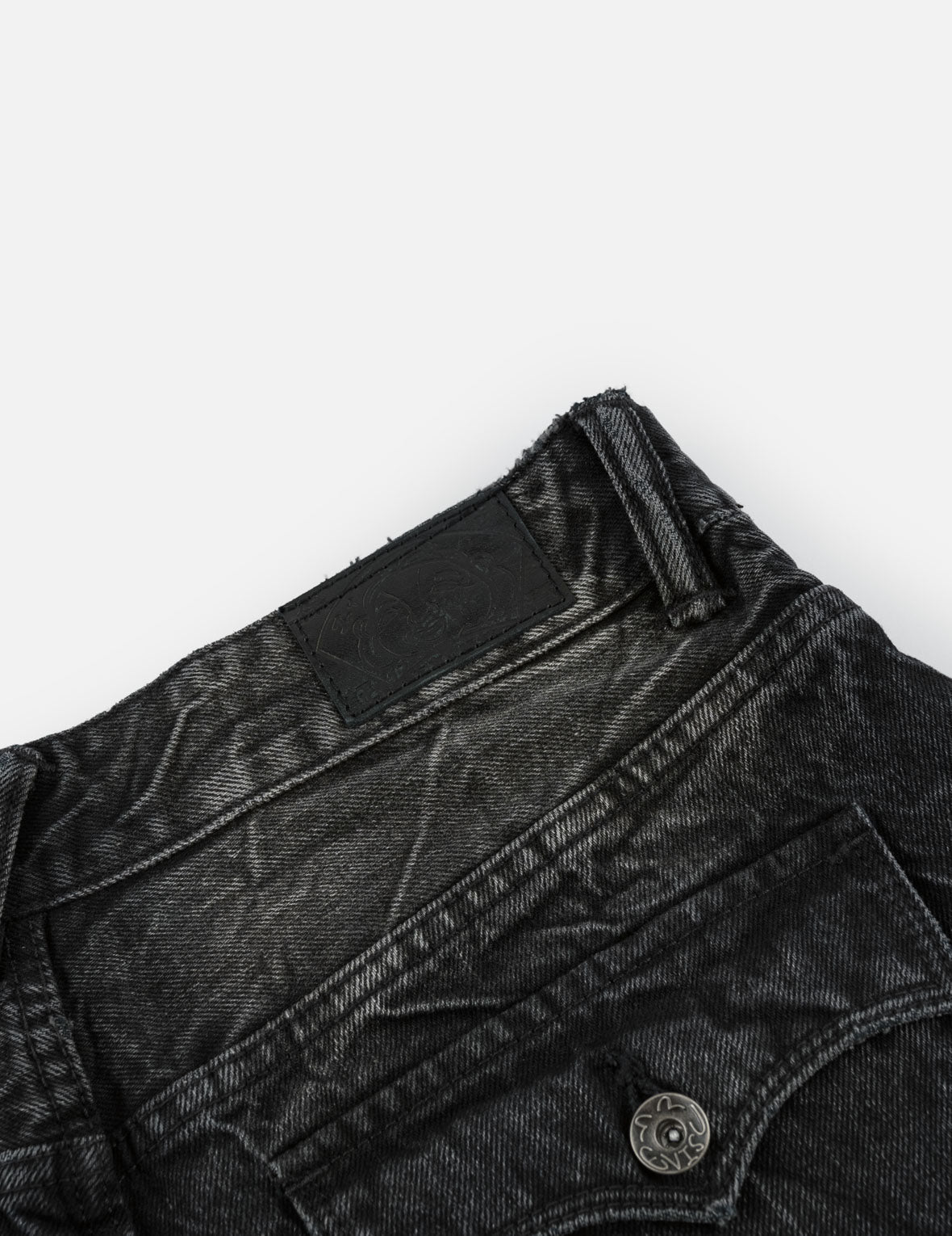 Asymmetric Studded Seagull Denim Skort