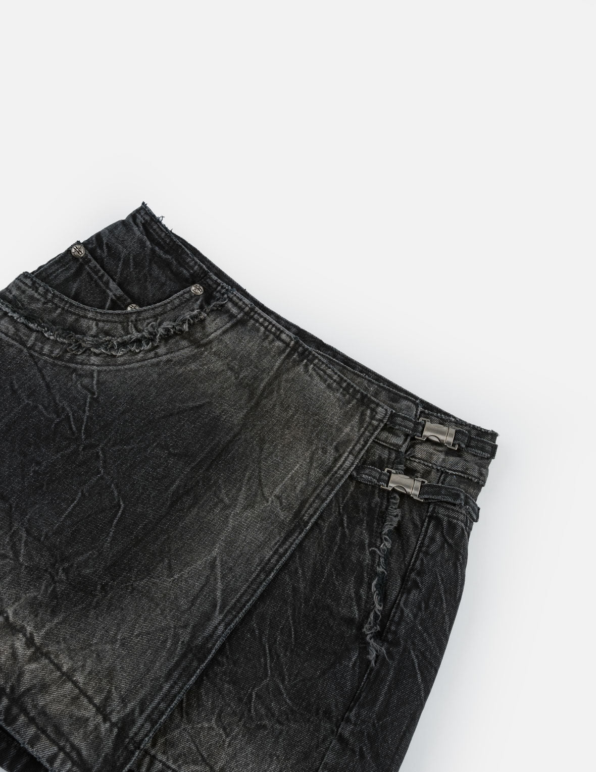Asymmetric Studded Seagull Denim Skort
