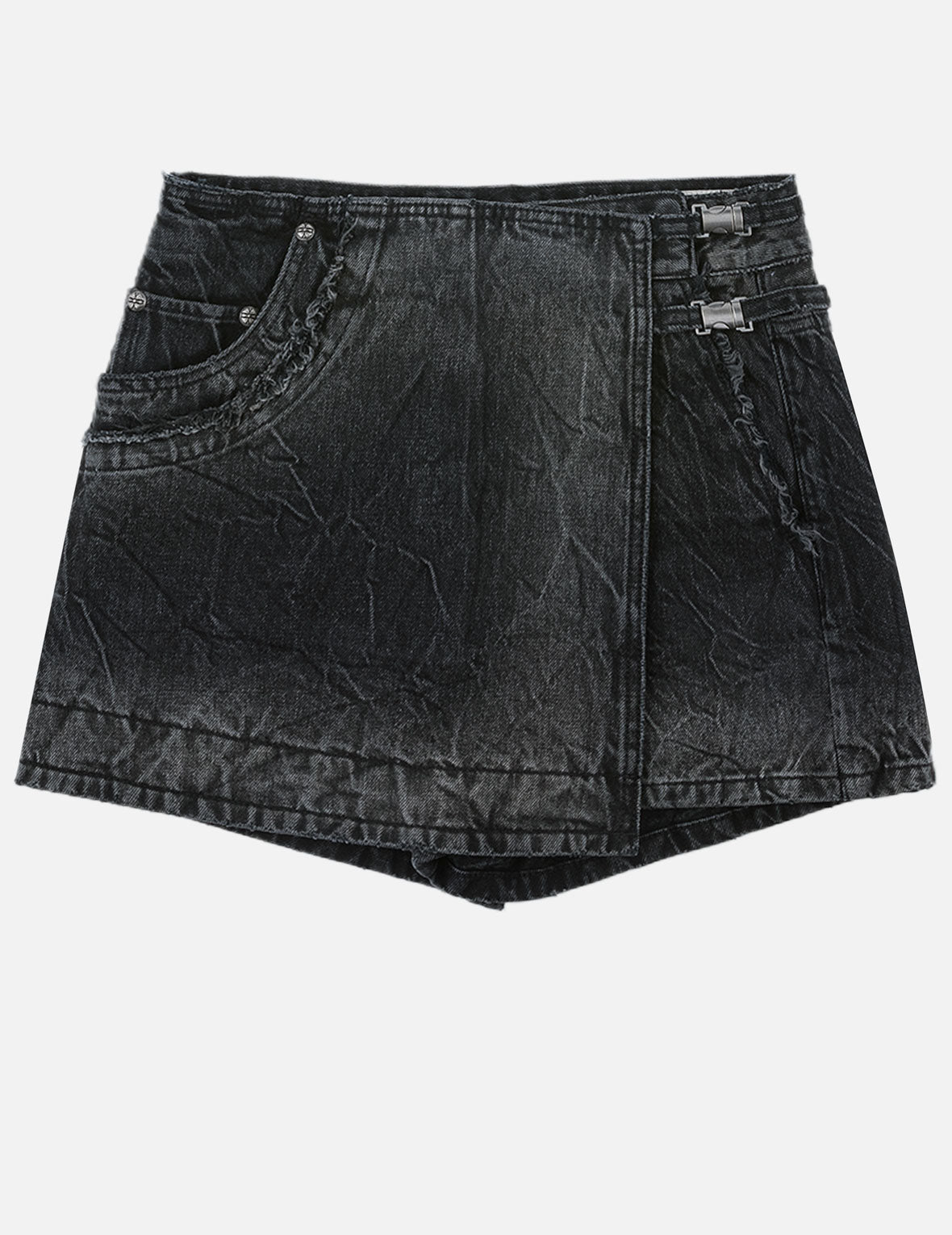 Asymmetric Studded Seagull Denim Skort