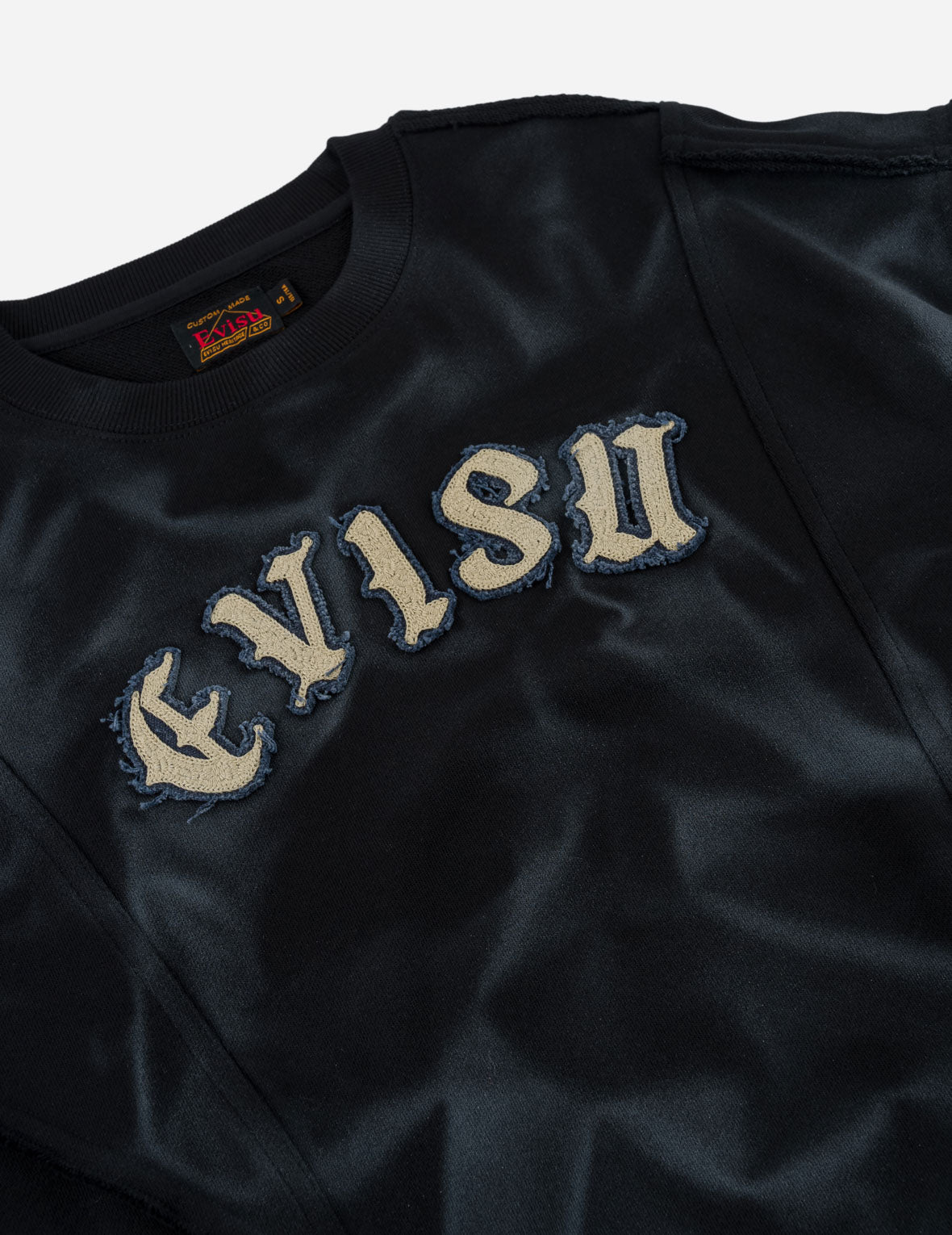 EVISU Embroidered Badge Spray Dye Cropped Sweatshirt