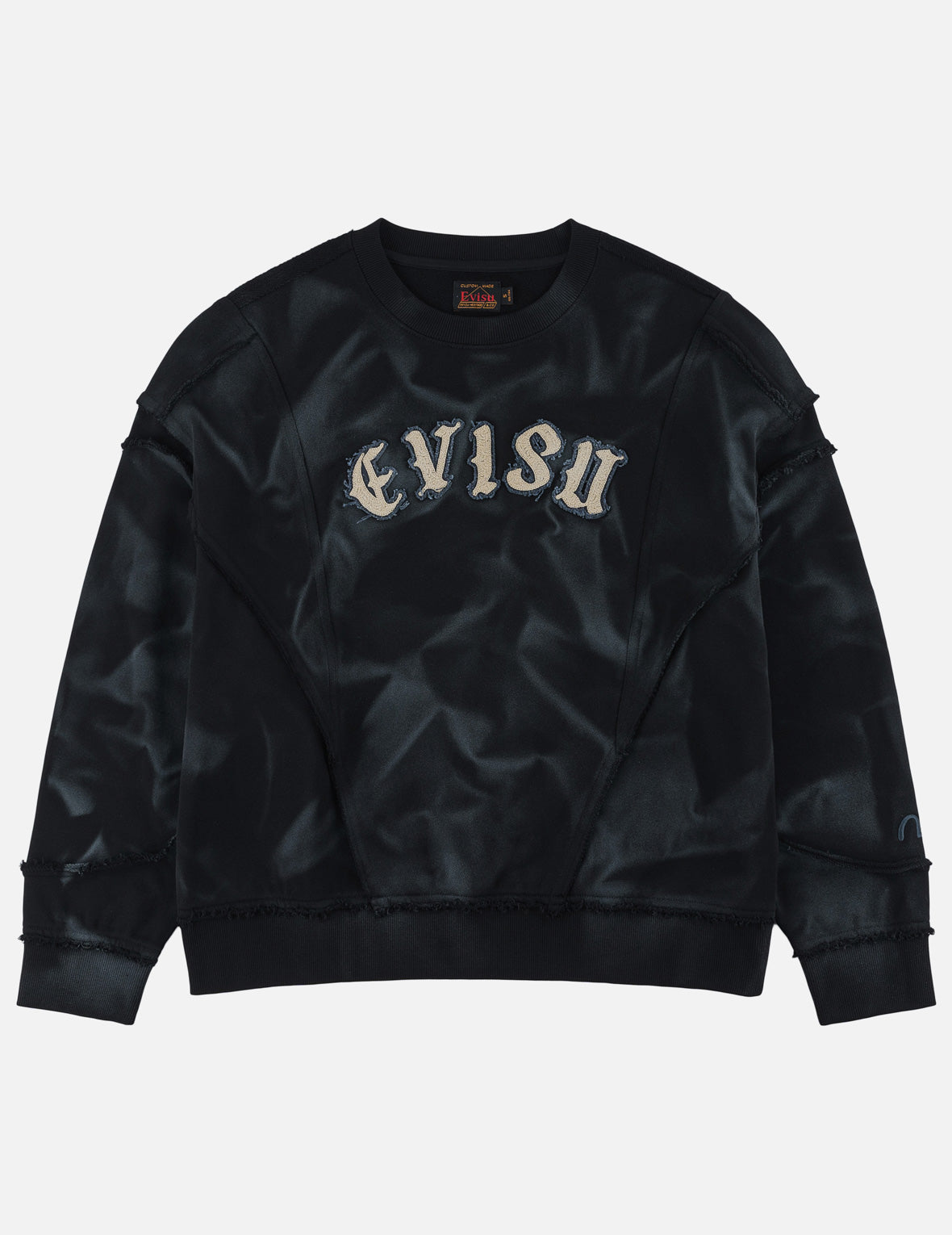 EVISU Embroidered Badge Spray Dye Cropped Sweatshirt