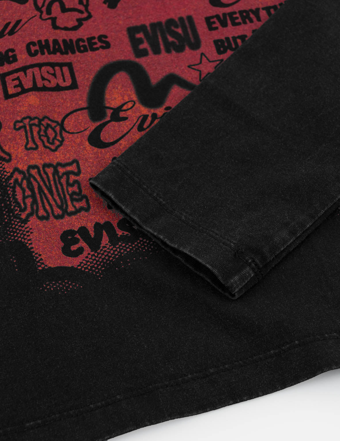 漸層褪色品牌圖案印花長袖T恤