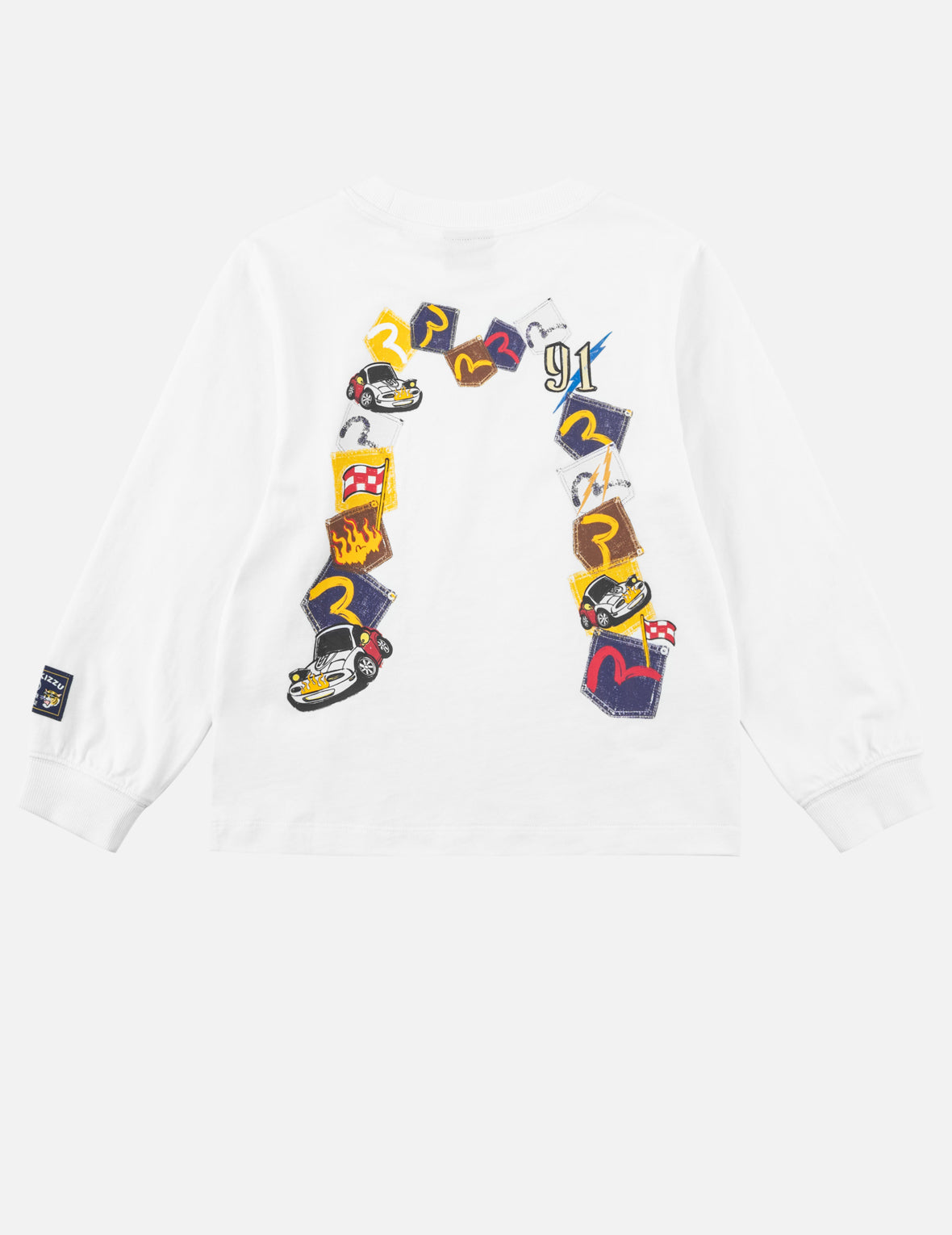 Racing Car Daicock Multi-Pocket Print Long-Sleeve T-Shirt