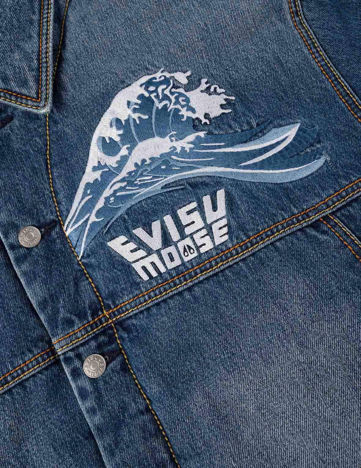 EVISU X MOOSE KNUCKLES Ukiyo-e Wave Denim Jacket