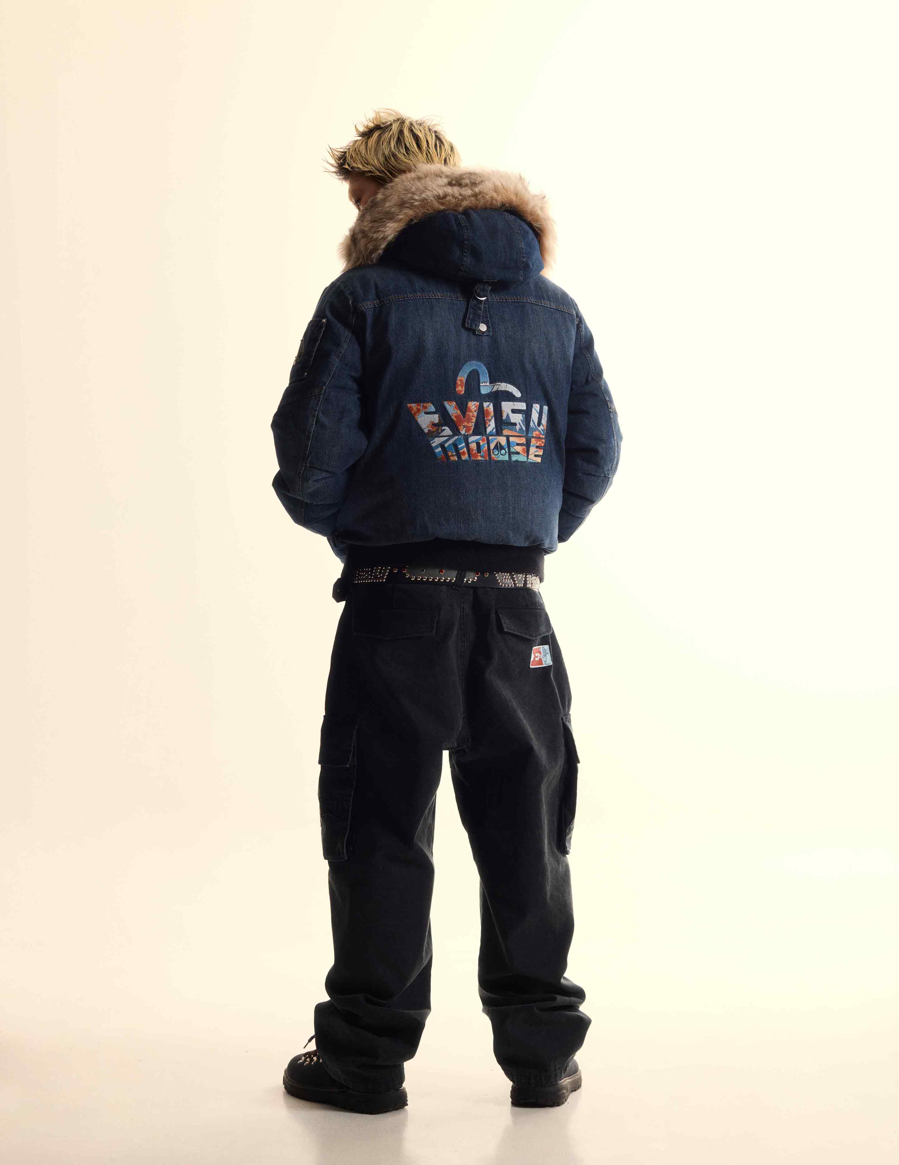 EVISU X MOOSE KNUCKLES 浮世繪牛仔飛行員羽絨