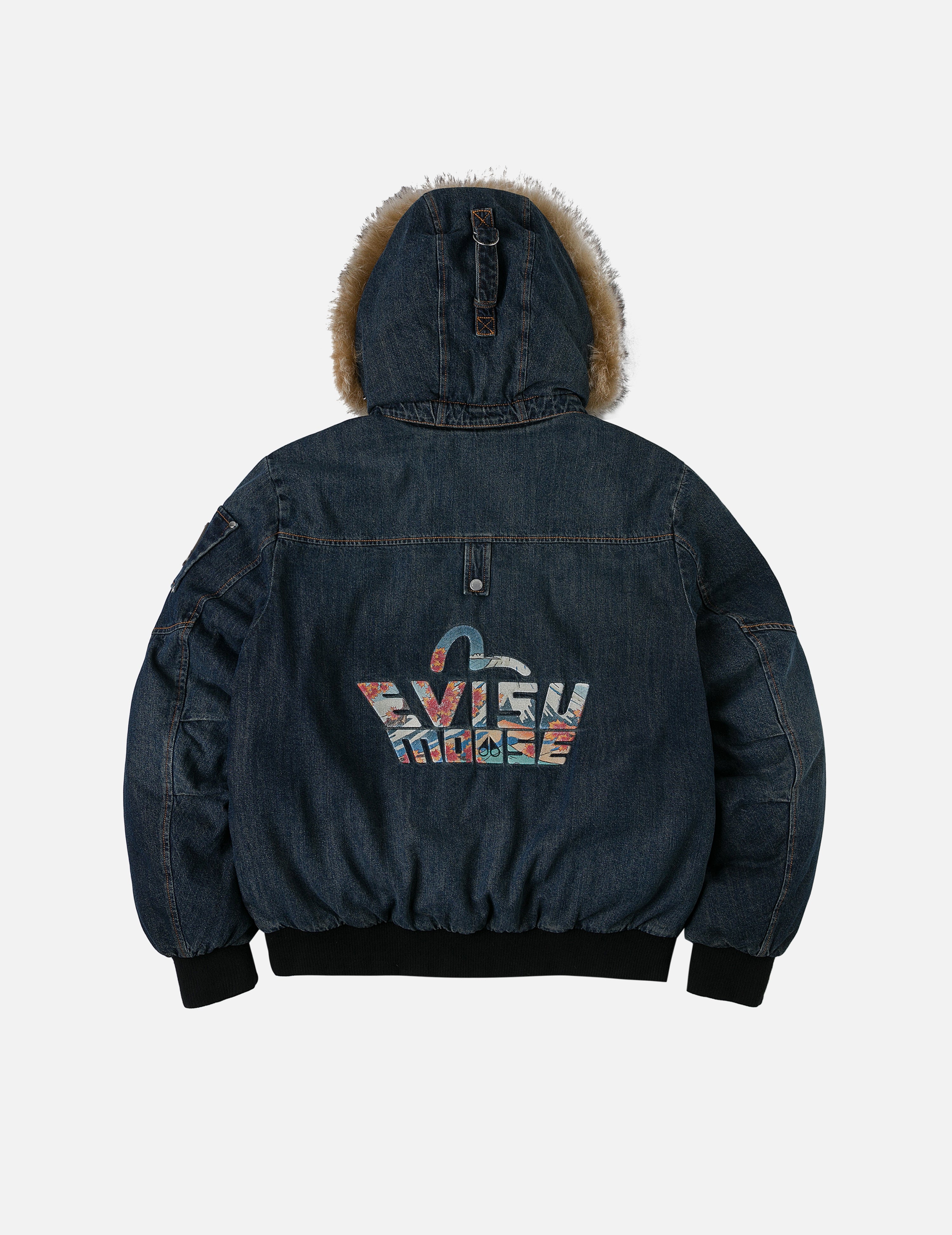 EVISU X MOOSE KNUCKLES 浮世繪牛仔飛行員羽絨