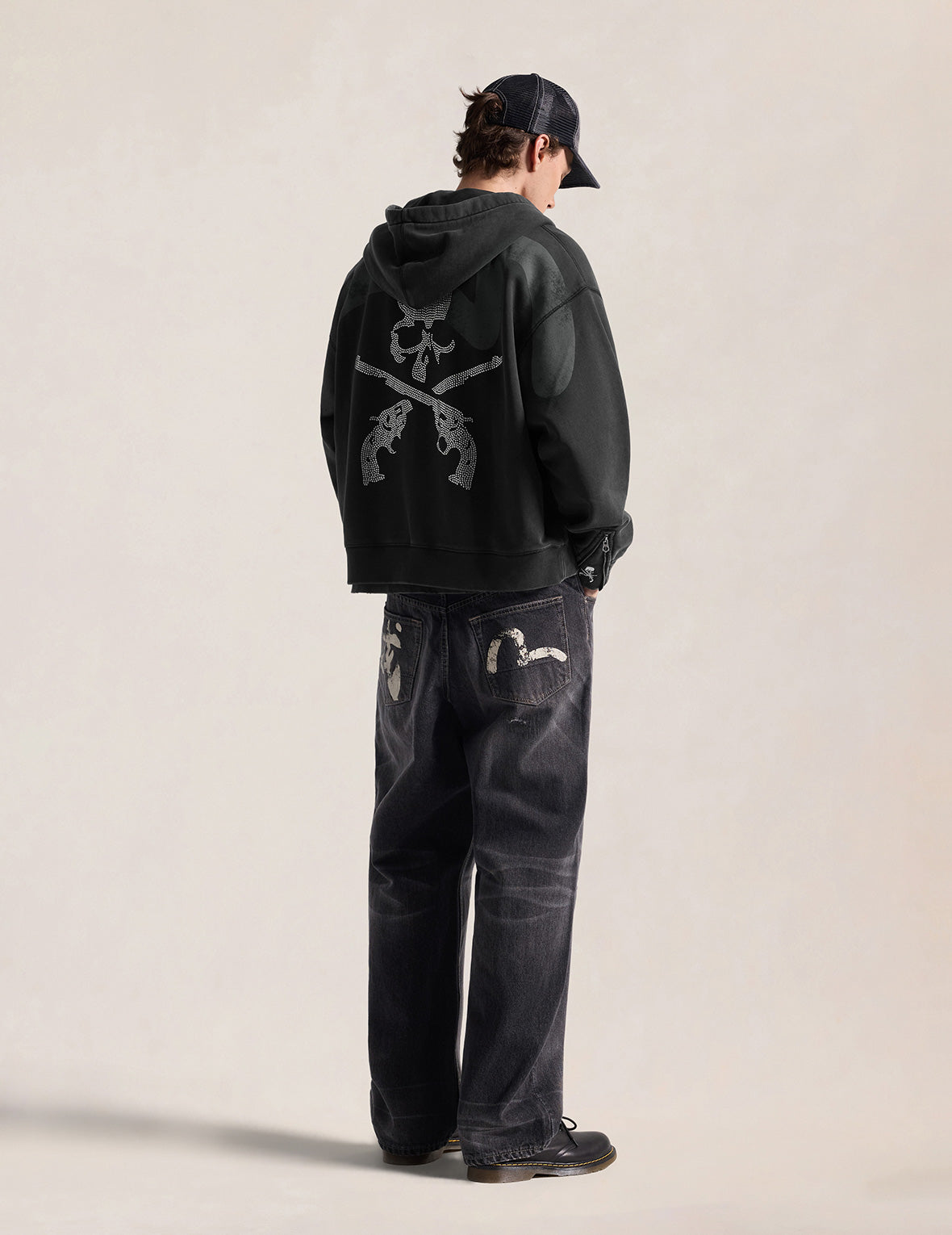 EVISU x mastermind JAPAN x roarguns 雙槍骷髏大M後加帽衛衣