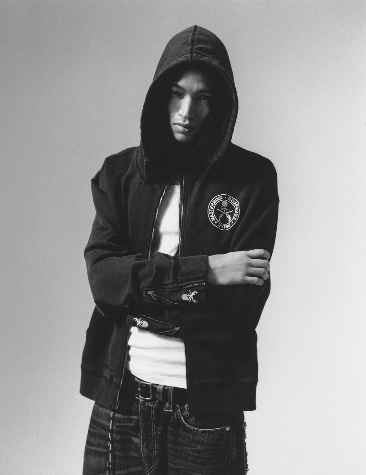 EVISU x mastermind JAPAN x roarguns 雙槍骷髏大M後加帽衛衣