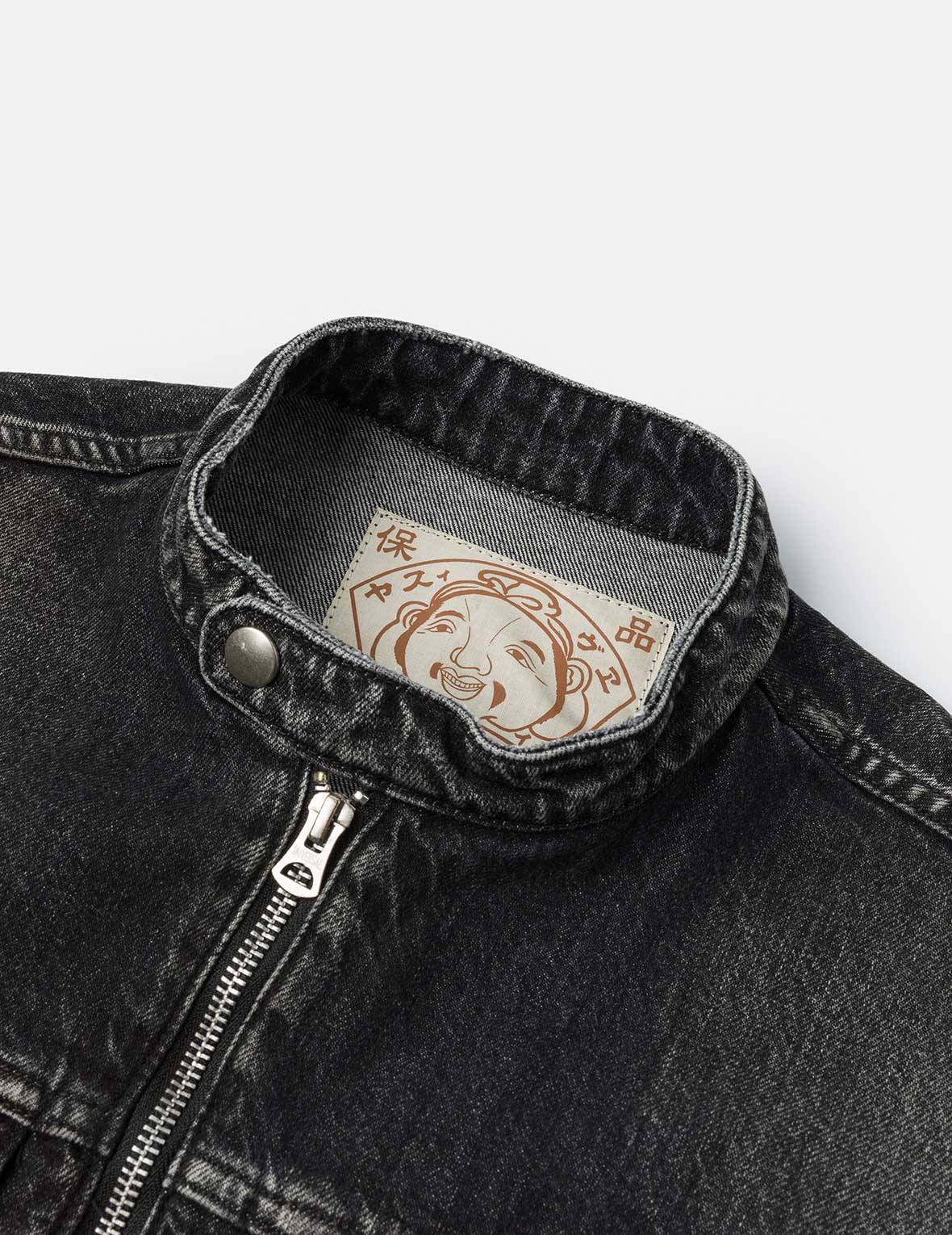 洗水海鷗刺繡常規版型牛仔騎士夾克