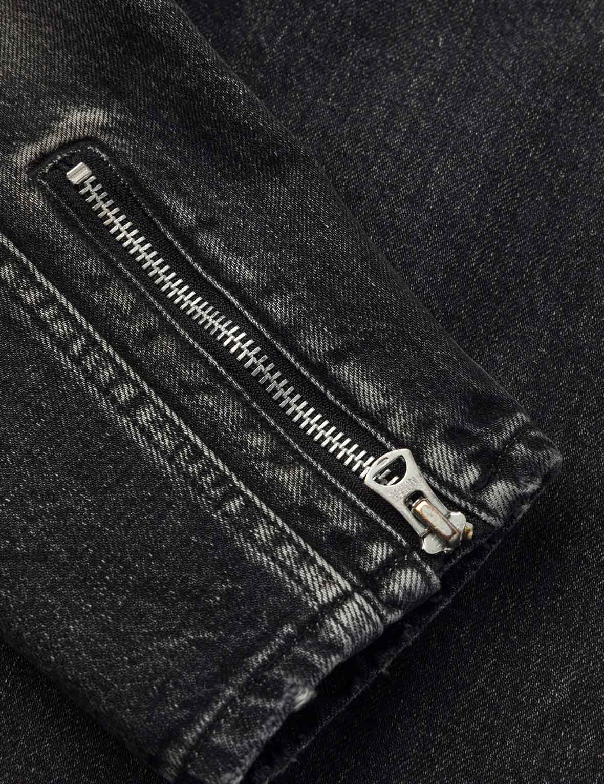 洗水海鷗刺繡常規版型牛仔騎士夾克