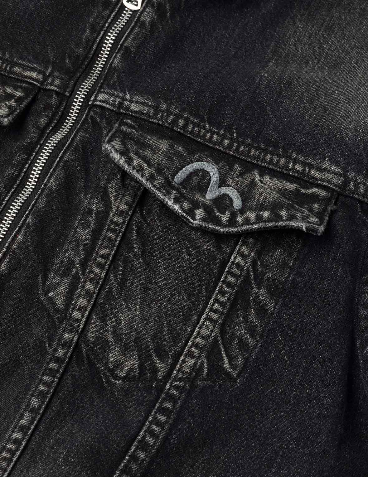 洗水海鷗刺繡常規版型牛仔騎士夾克