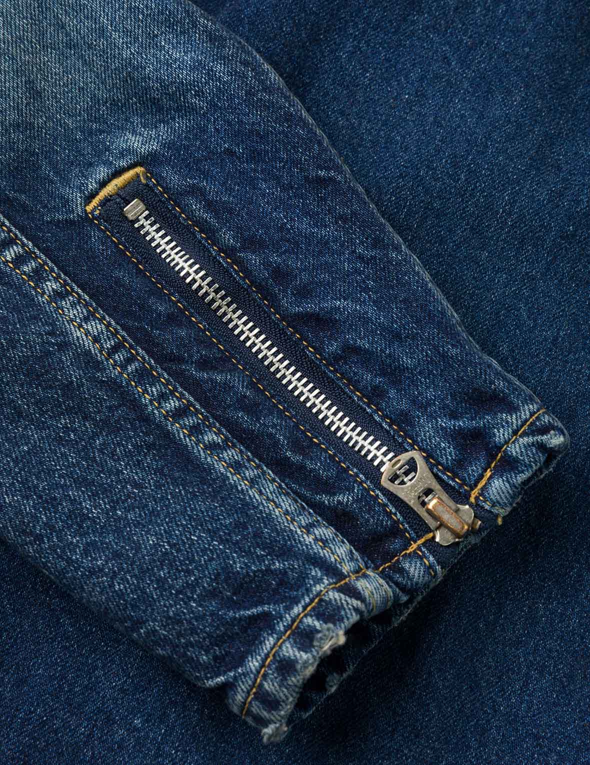 洗水海鷗刺繡常規版型牛仔騎士夾克