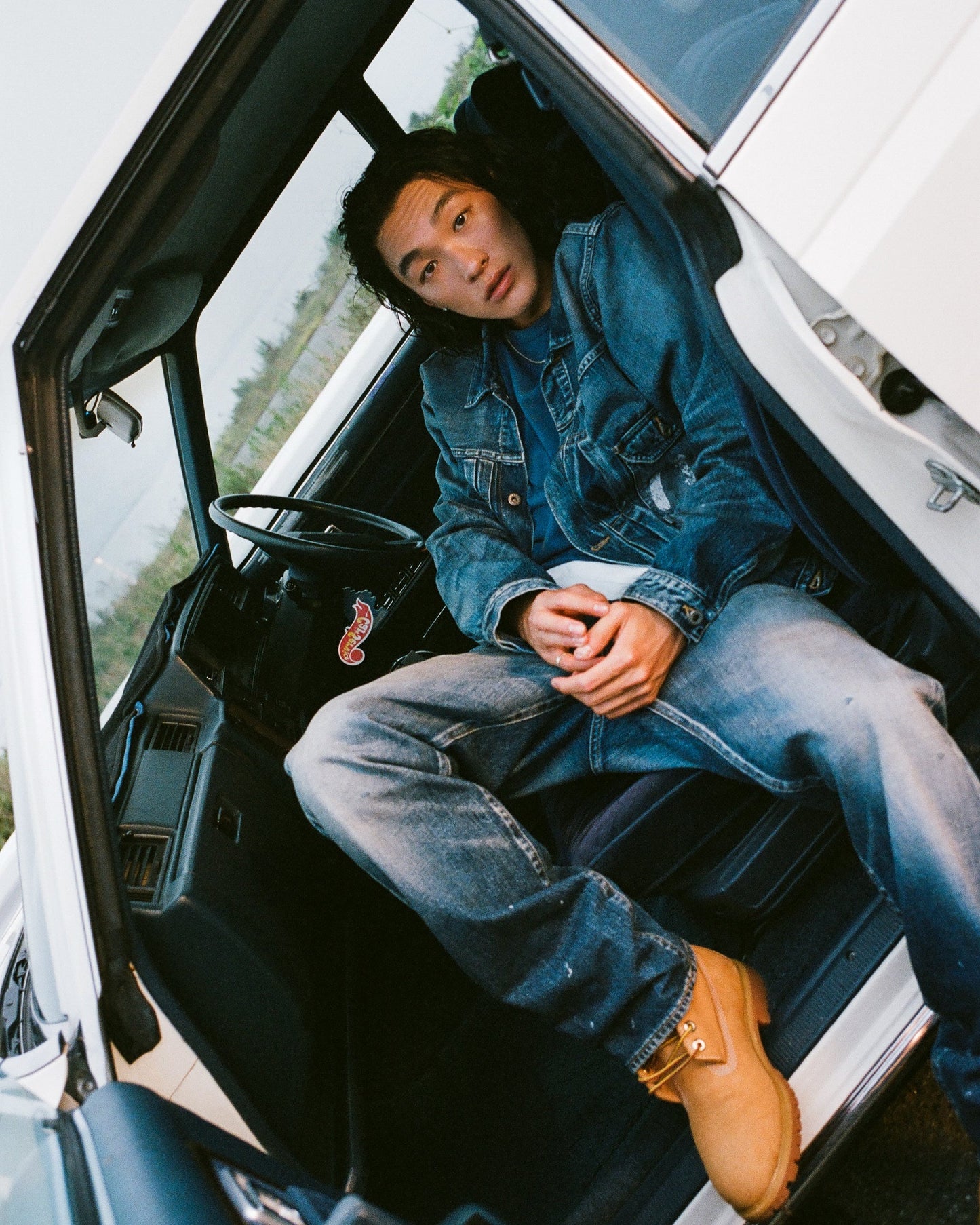 海鷗印花常規版型牛仔卡車司機外套