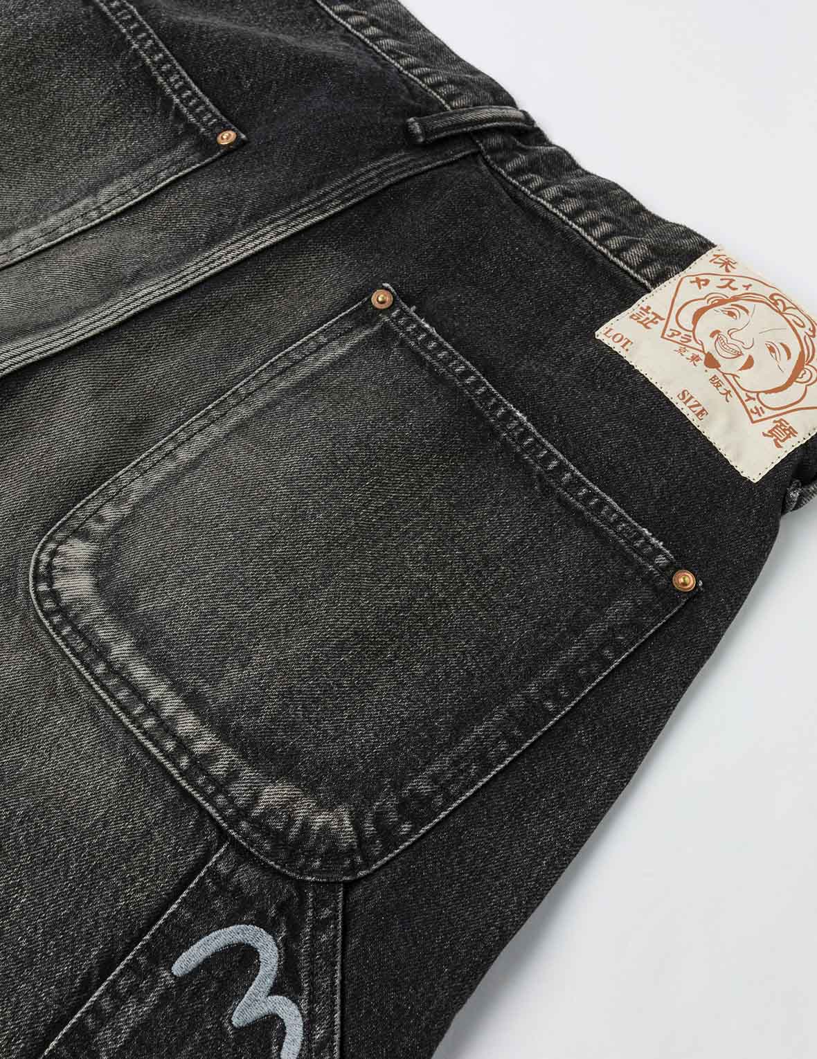 洗水海鷗刺繡常規版畫家牛仔褲