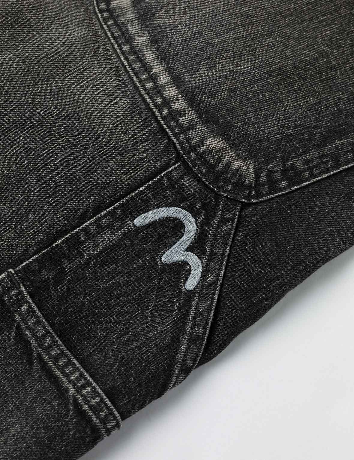 洗水海鷗刺繡常規版畫家牛仔褲