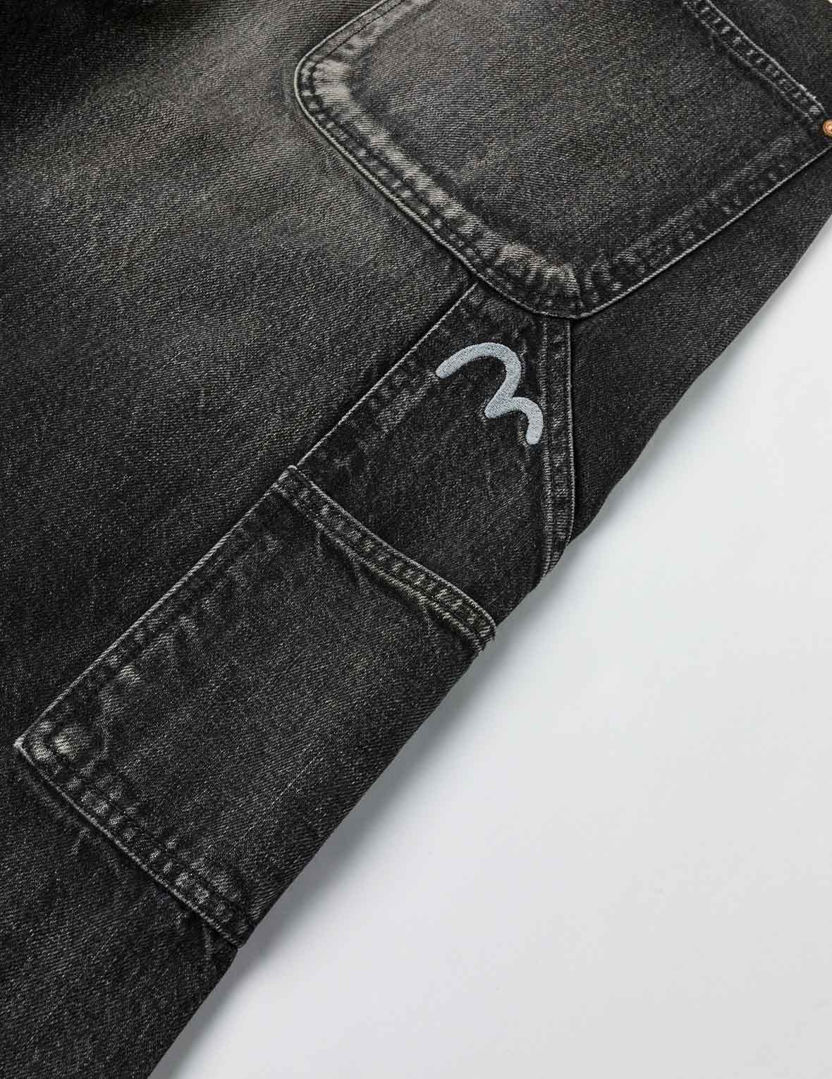 洗水海鷗刺繡常規版畫家牛仔褲