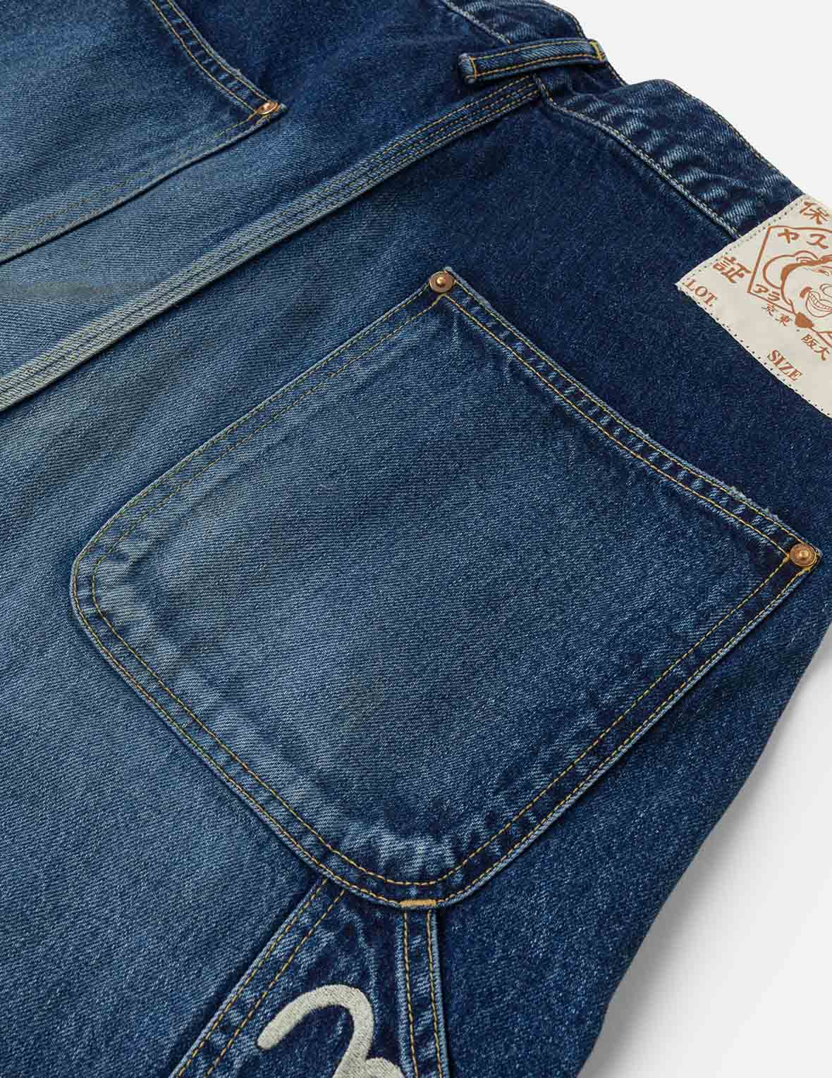 洗水海鷗刺繡常規版畫家牛仔褲