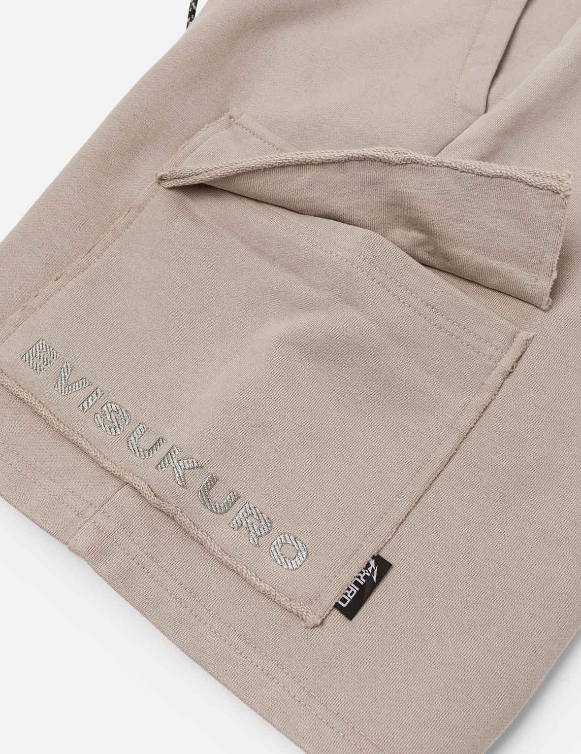 海鷗與商標刺繡寬版休閒運動短褲