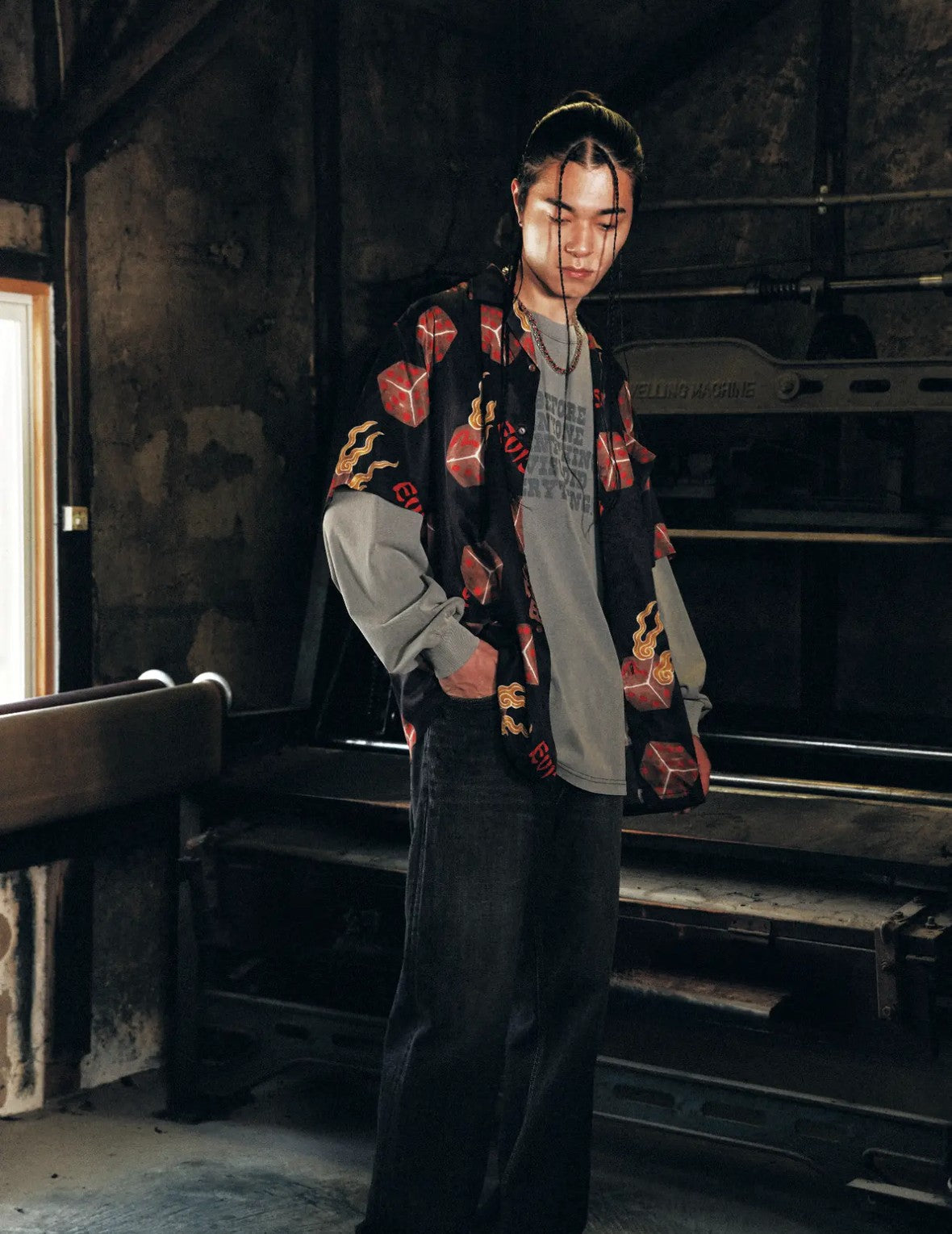Black Washed Seagull Print Regular Fit Jeans #2020
