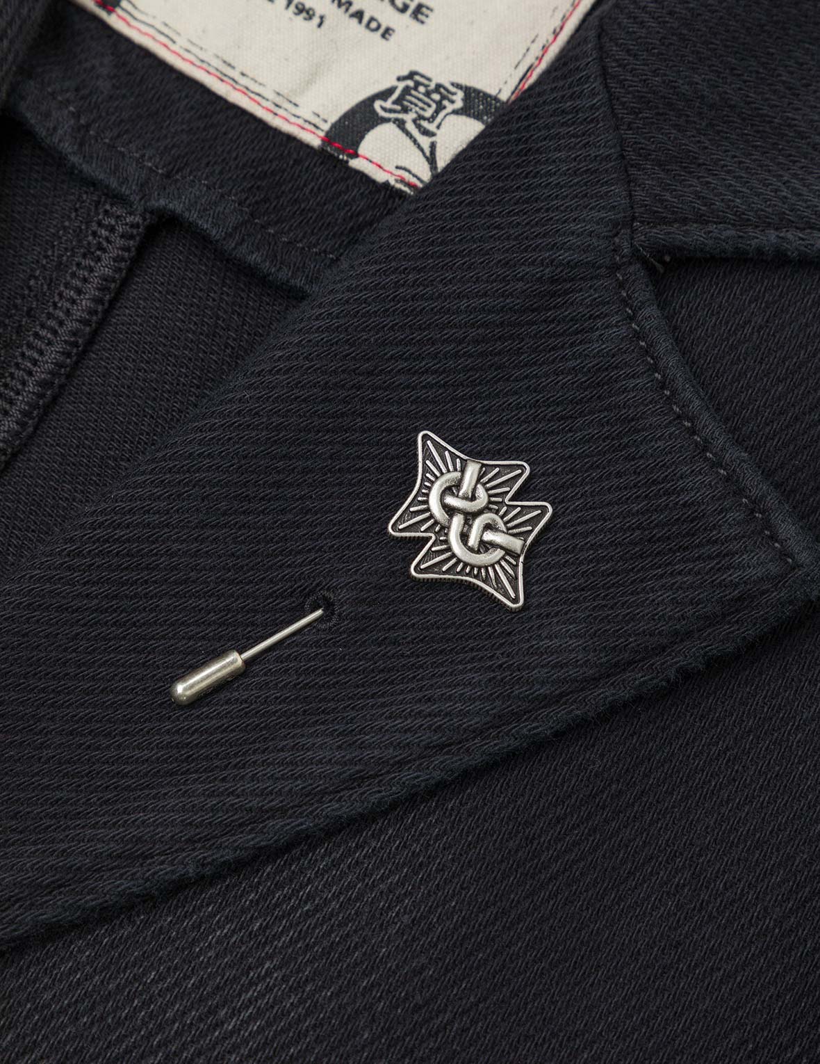 海鷗與商標刺繡寬版休閒牛仔西裝外套