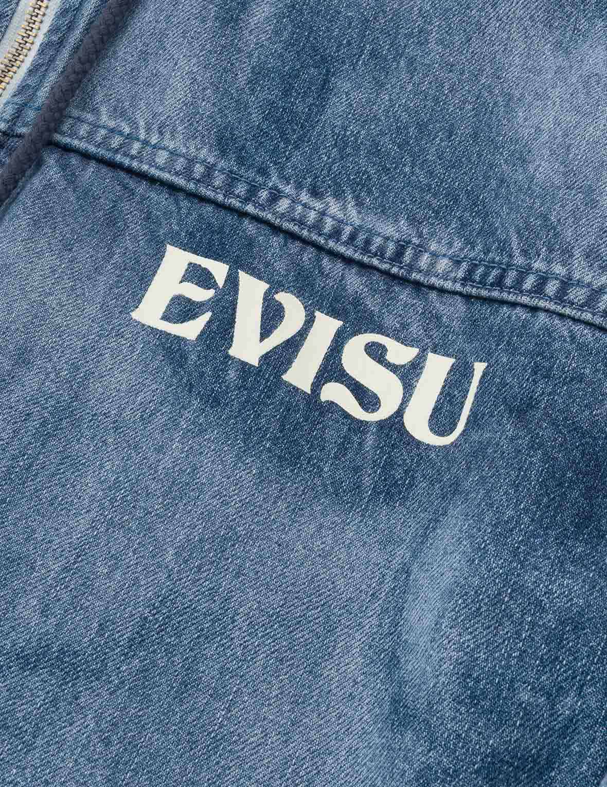 釣魚翁佛頭印花寬連帽牛仔外套