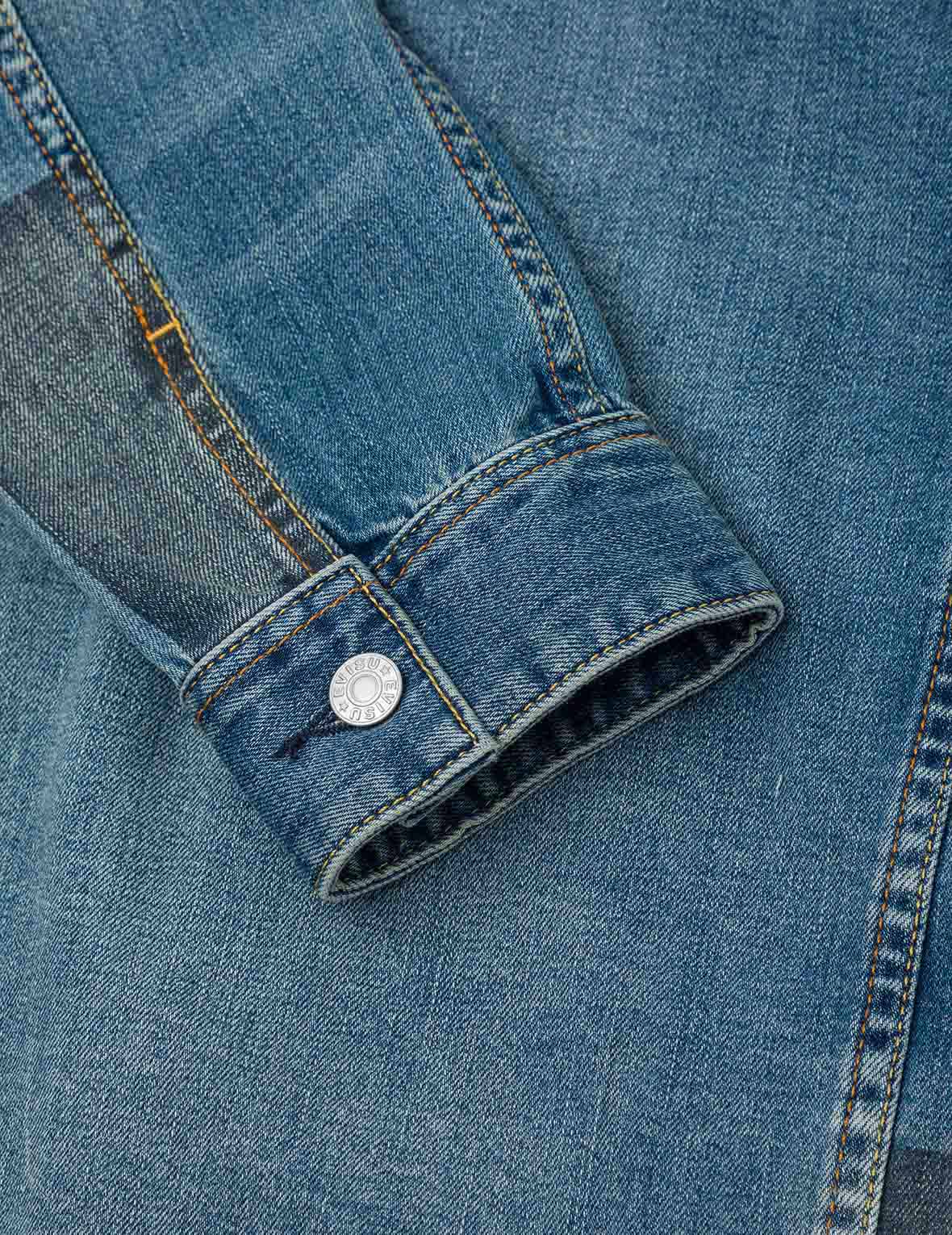 Two-tone Daicock Inserted Regular Fit Denim Jacket