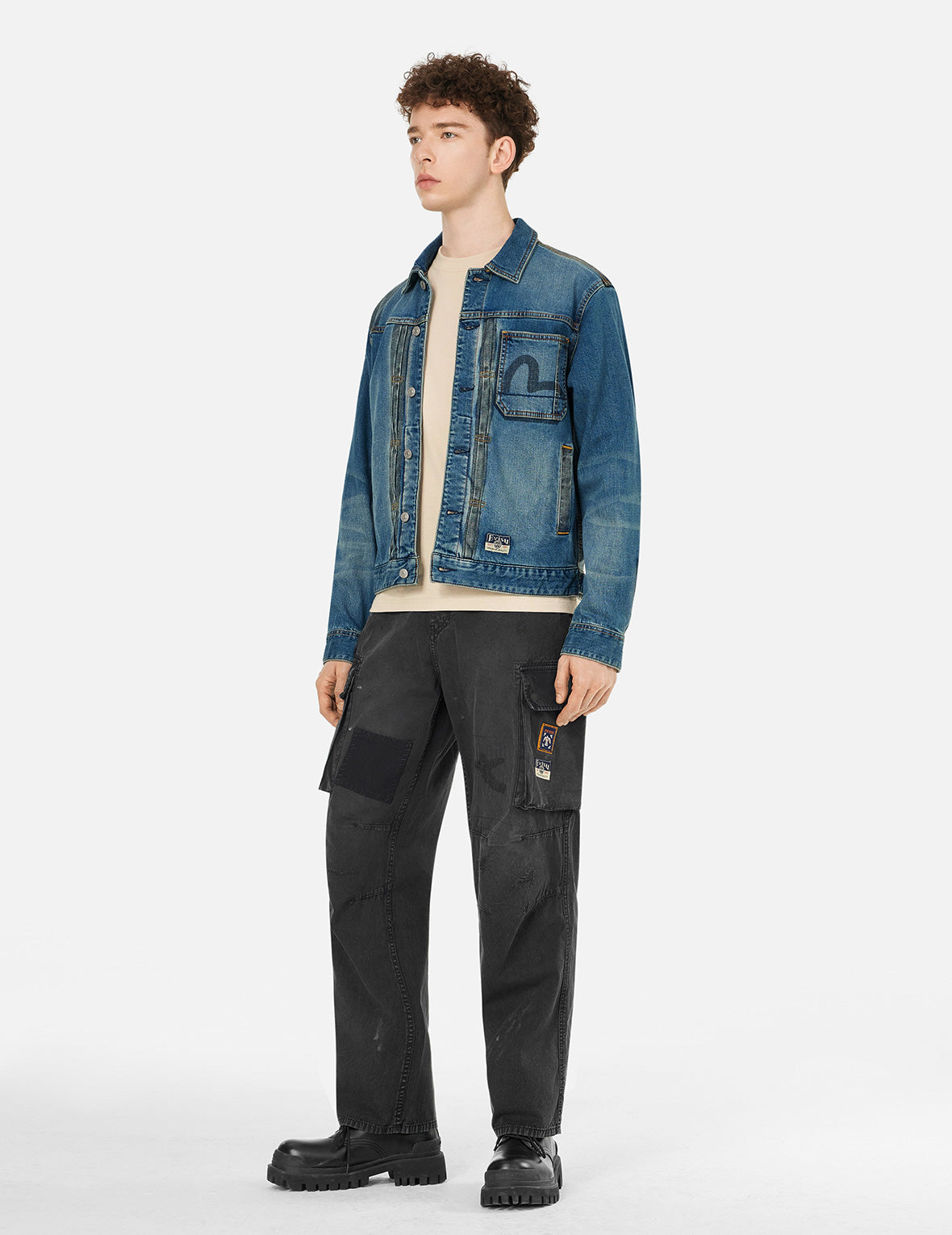 Two-tone Daicock Inserted Regular Fit Denim Jacket