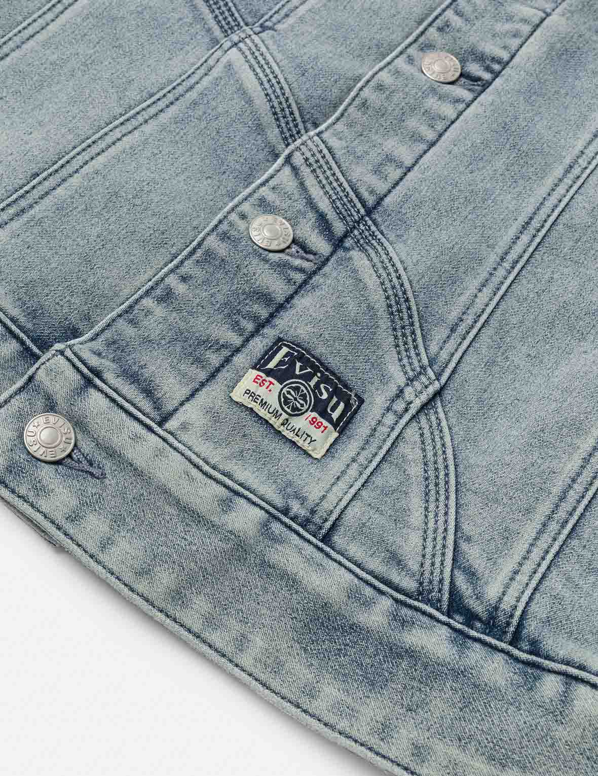 Artistic Brush Daicock Print Relax Fit Denim Jacket