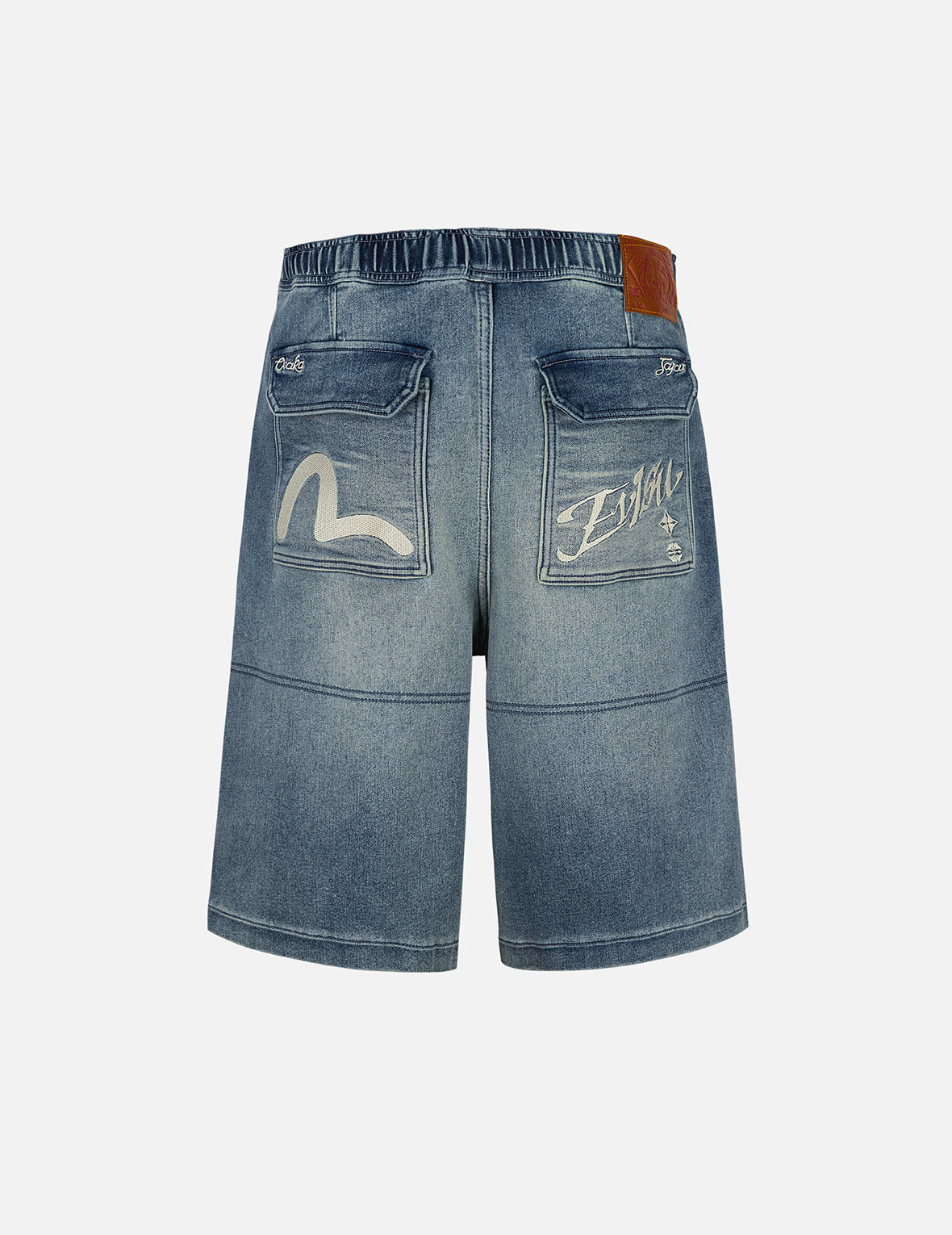 Seagull and Logo Appliqué Embroidery Fashion Fit Denim Shorts