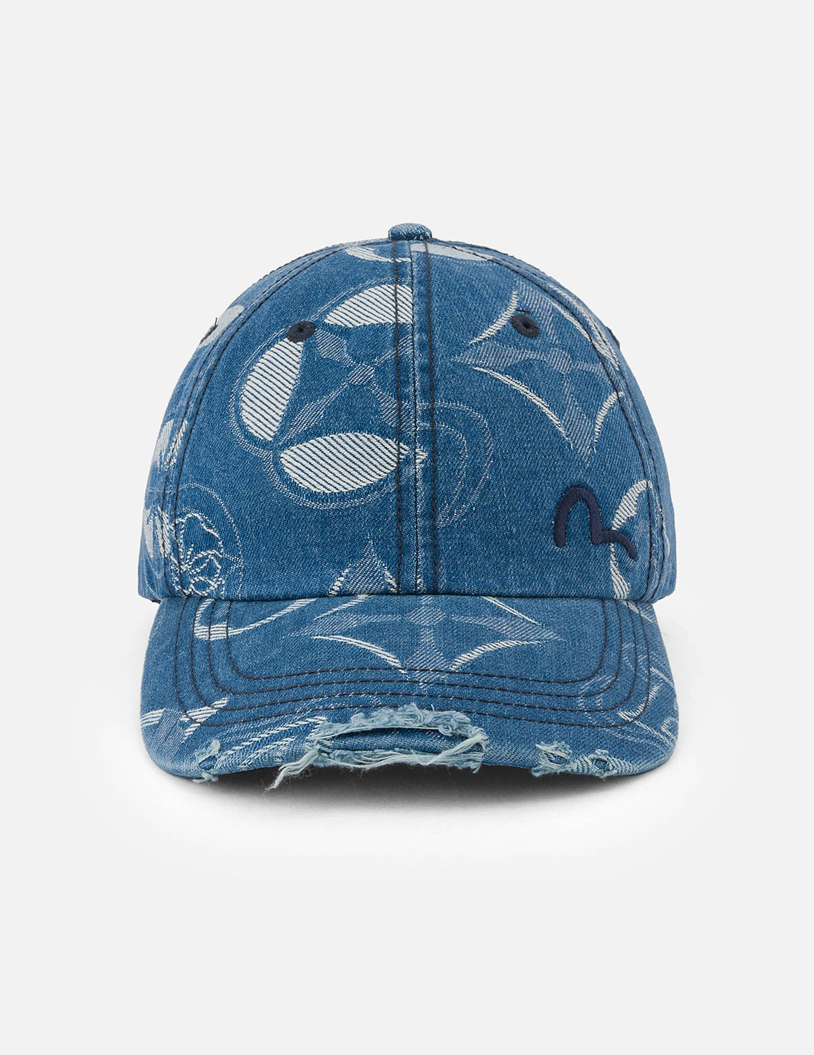 Allover Kamon Jacquard Denim Cap
