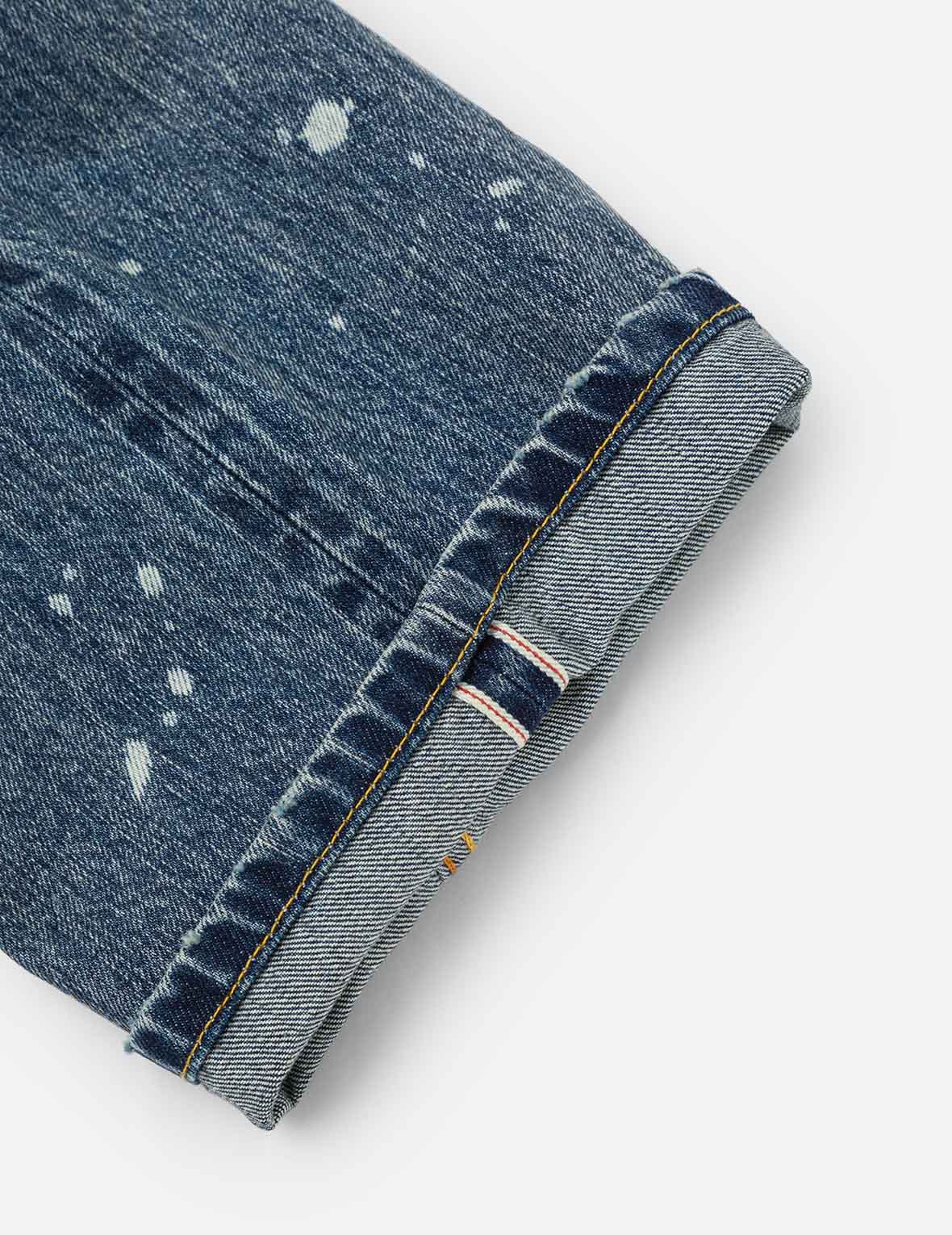 破損海鷗嵌條刺繡常規牛仔褲 #2000