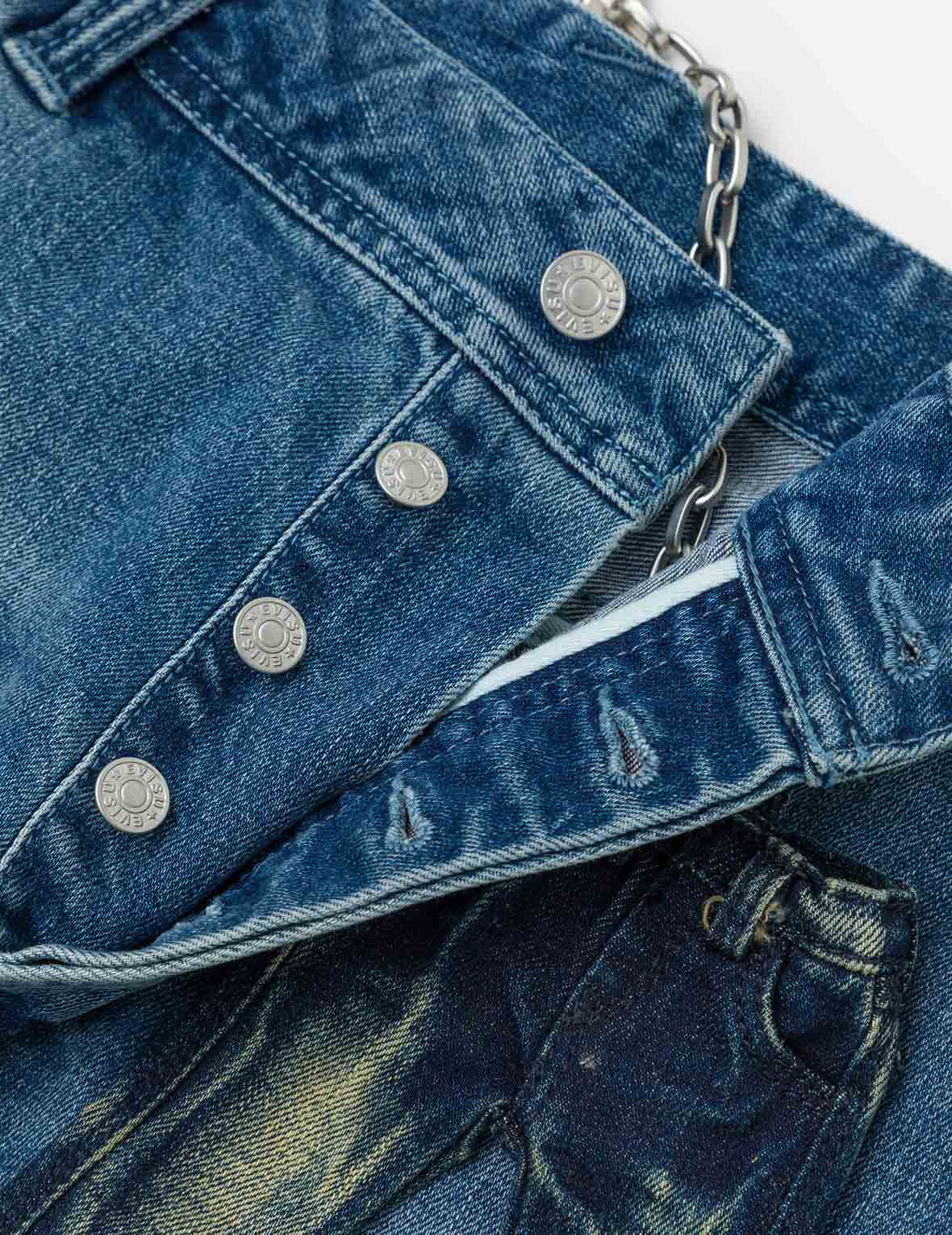 海鷗與商標印花寬版束口牛仔褲