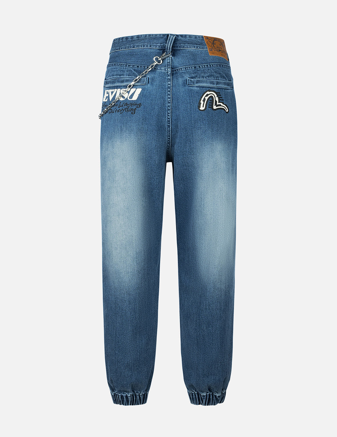 海鷗與商標印花寬版束口牛仔褲