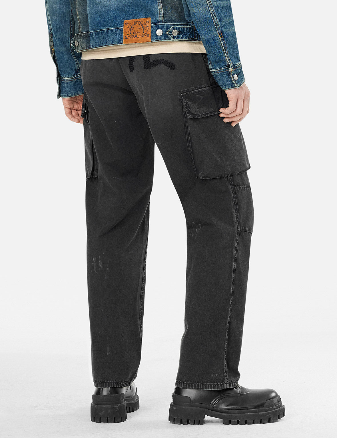 Totem Seagull Embroidery Straight Fit Cargo Pants