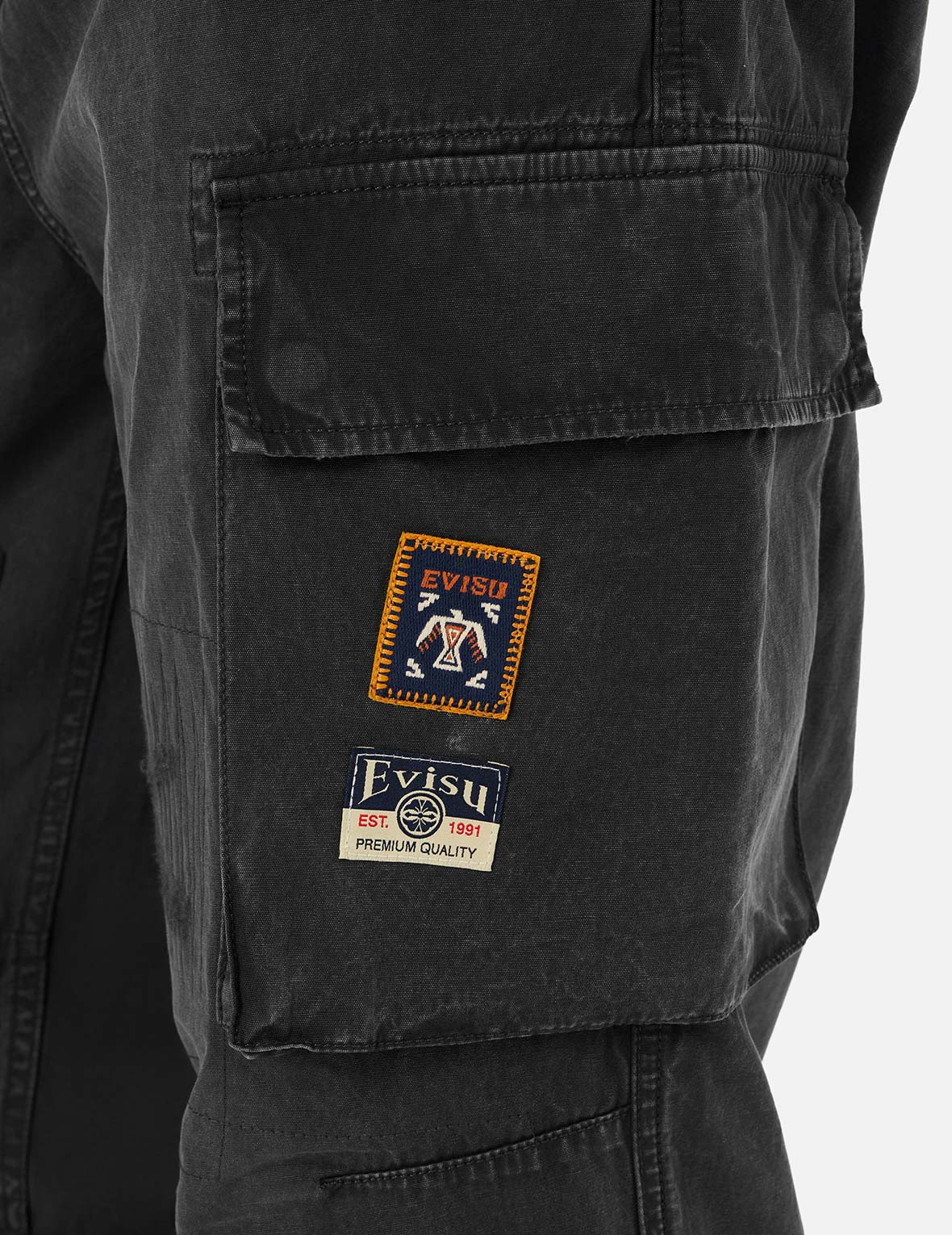 Totem Seagull Embroidery Straight Fit Cargo Pants