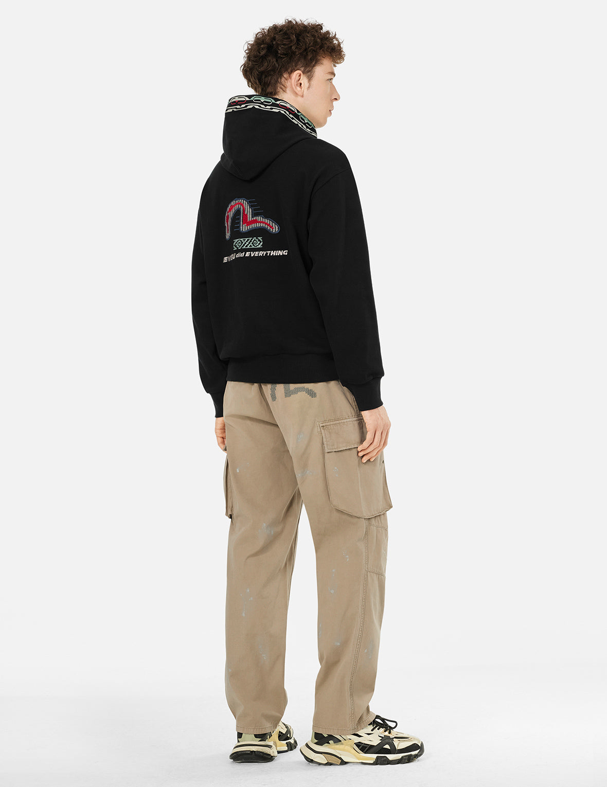 Totem Seagull Embroidery Straight Fit Cargo Pants