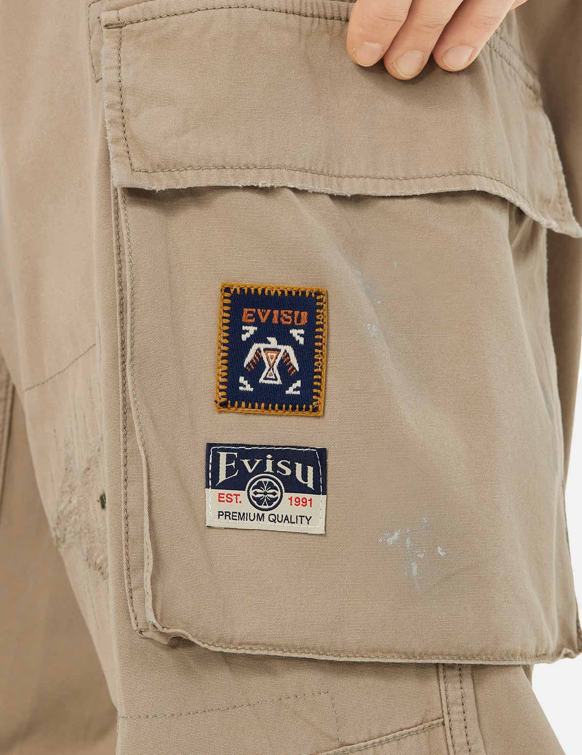 Totem Seagull Embroidery Straight Fit Cargo Pants