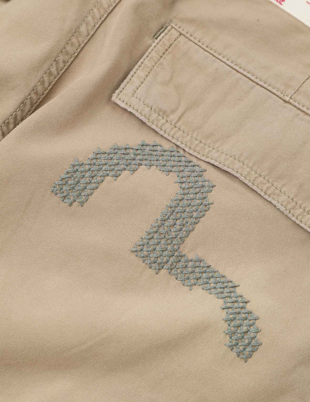 Totem Seagull Embroidery Straight Fit Cargo Pants