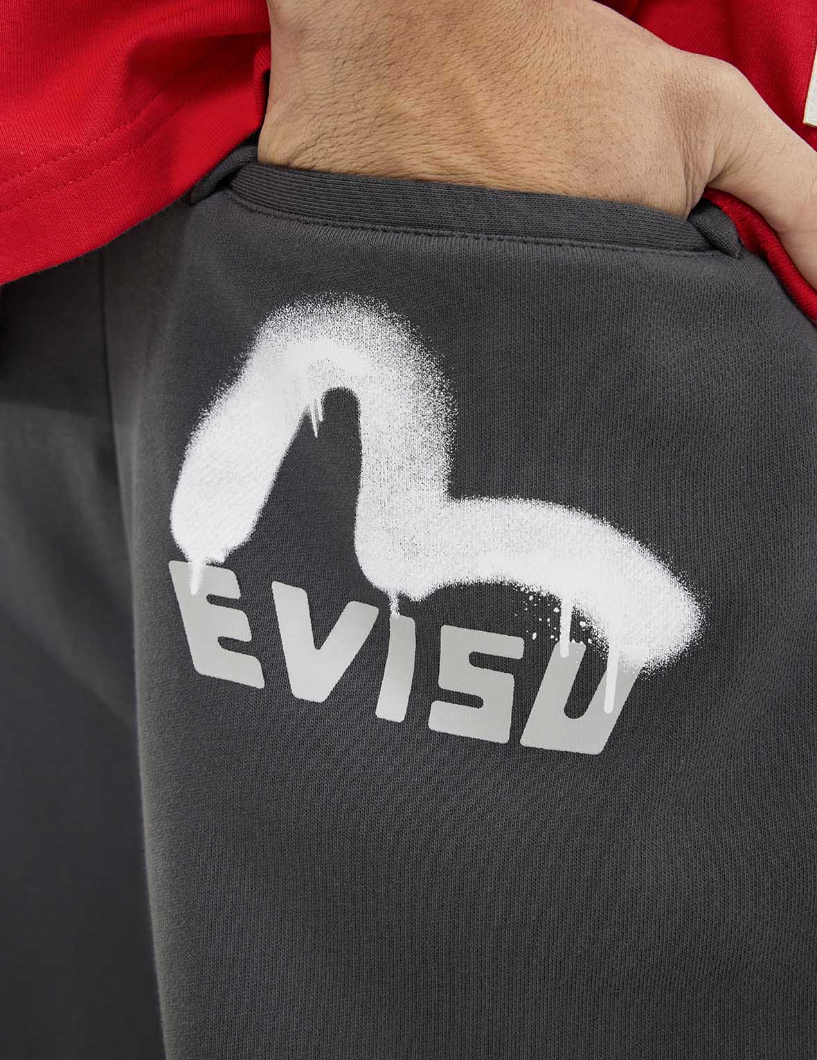 Spray-dyed Seagull and Logo Print Straight Fit Sweatpants