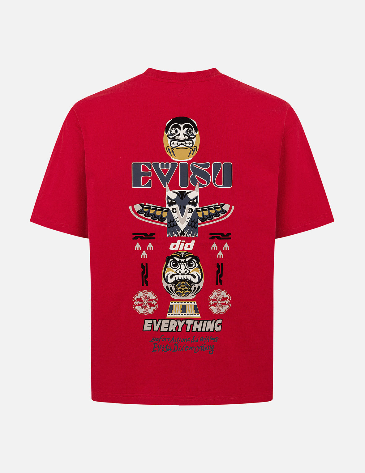 達摩與印地安圖騰印花寬版休閒T恤