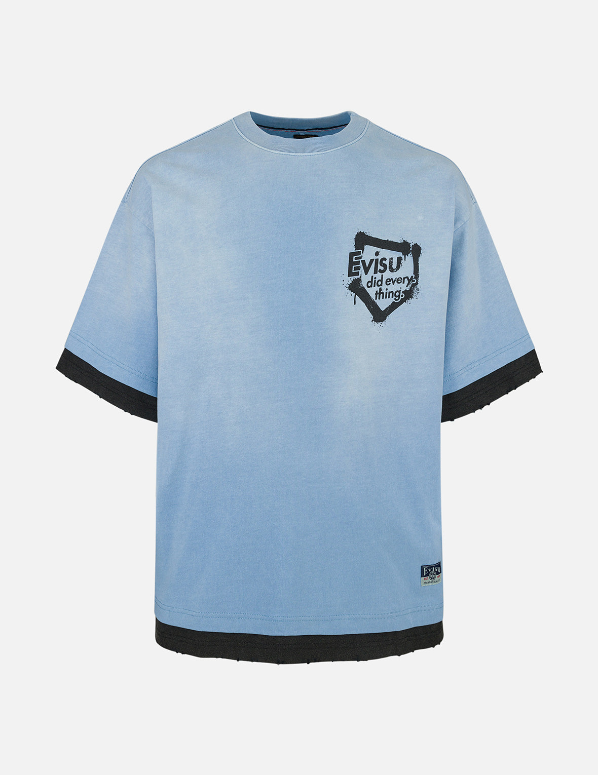 洗水假兩件超寬版T恤